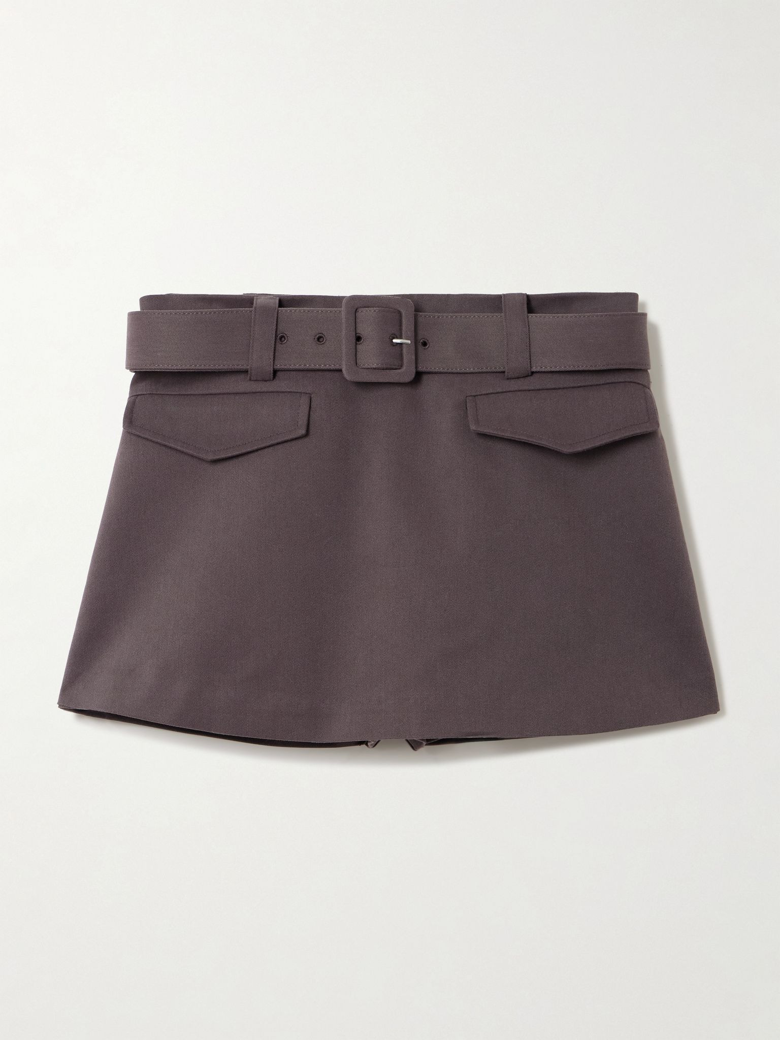 Belted twill mini skort Brown - 1