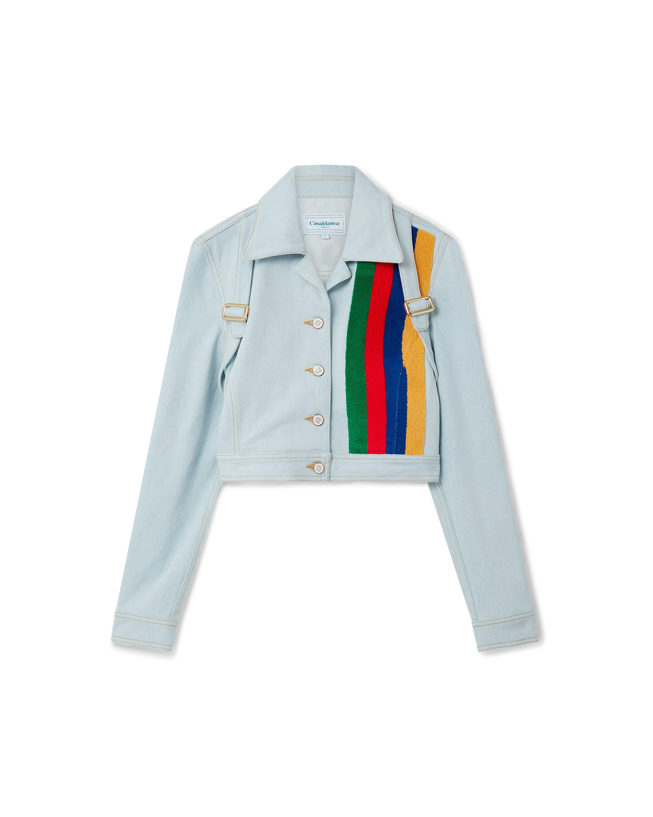 Rainbow Cropped Denim Jacket - 1