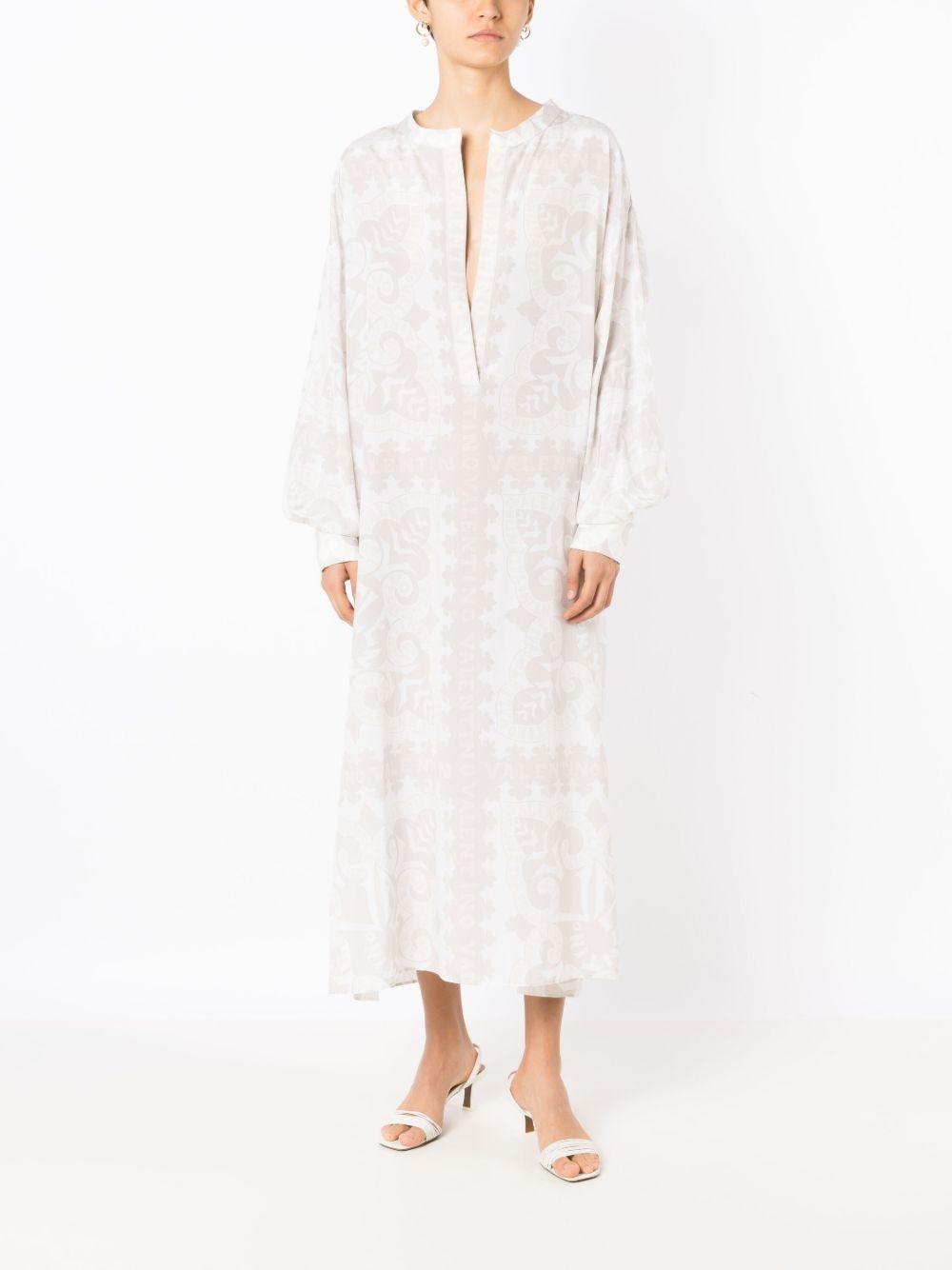 geometric-print silk-cotton dress - 2