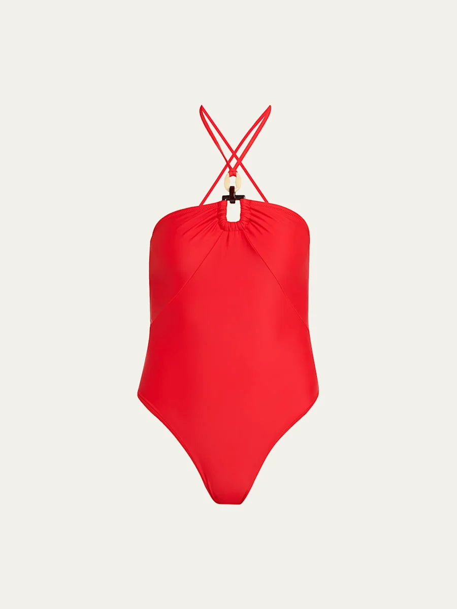 Marjorie Ring Halter One-Piece Swimsuit - 1