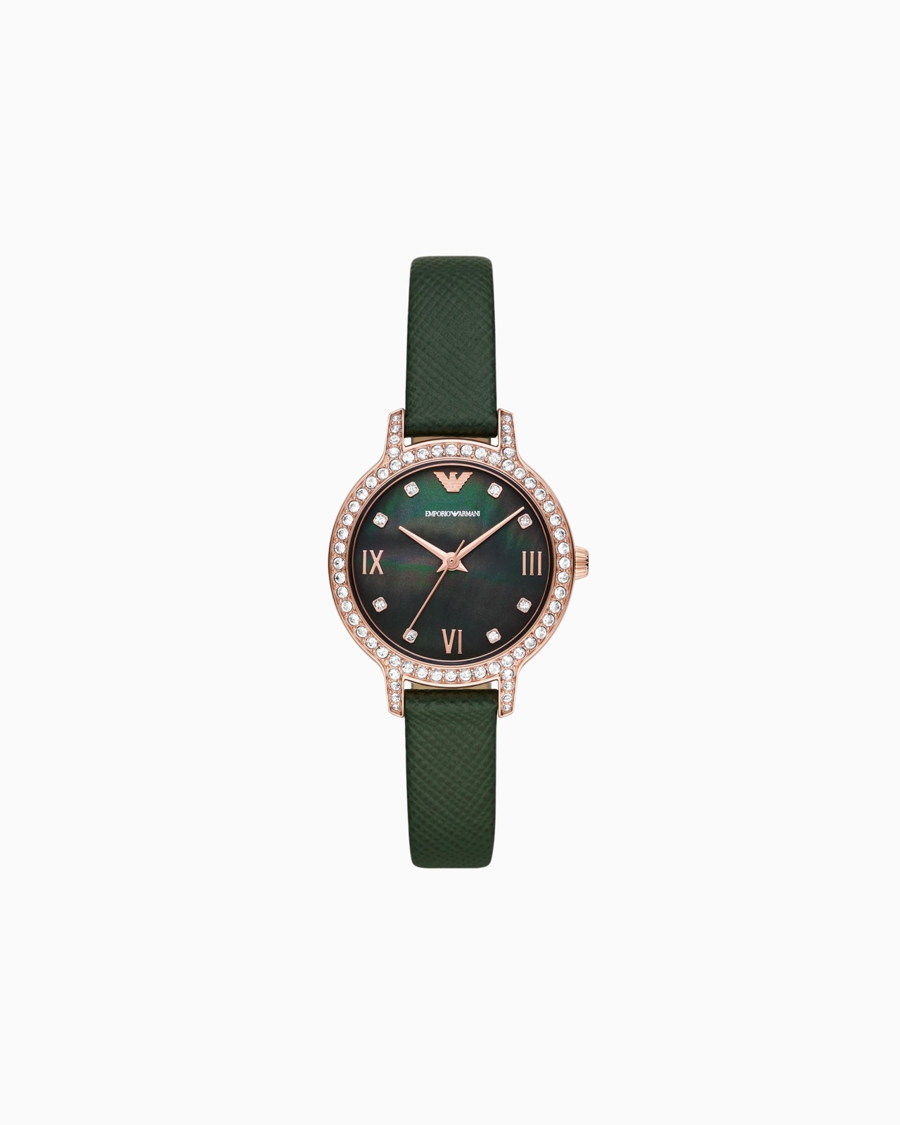 THREE-HAND GREEN LEATHER WATCH - 1