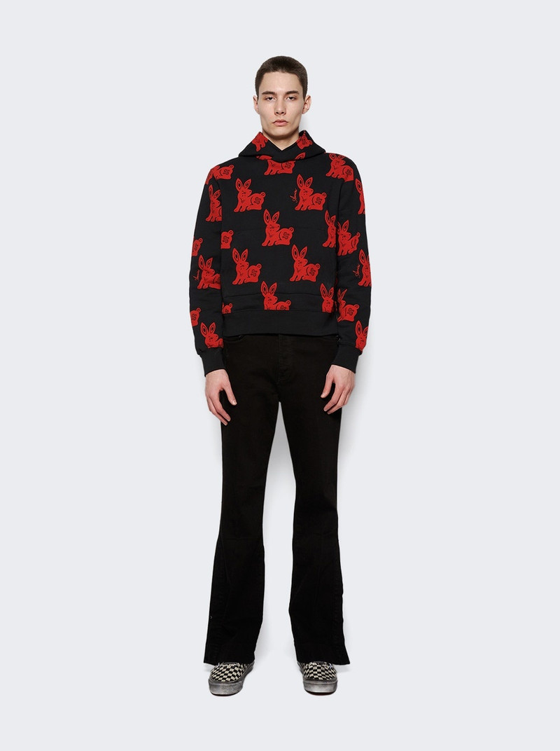 AMIRI CNY Rabbit Allover Hoodie Black and Red outlook