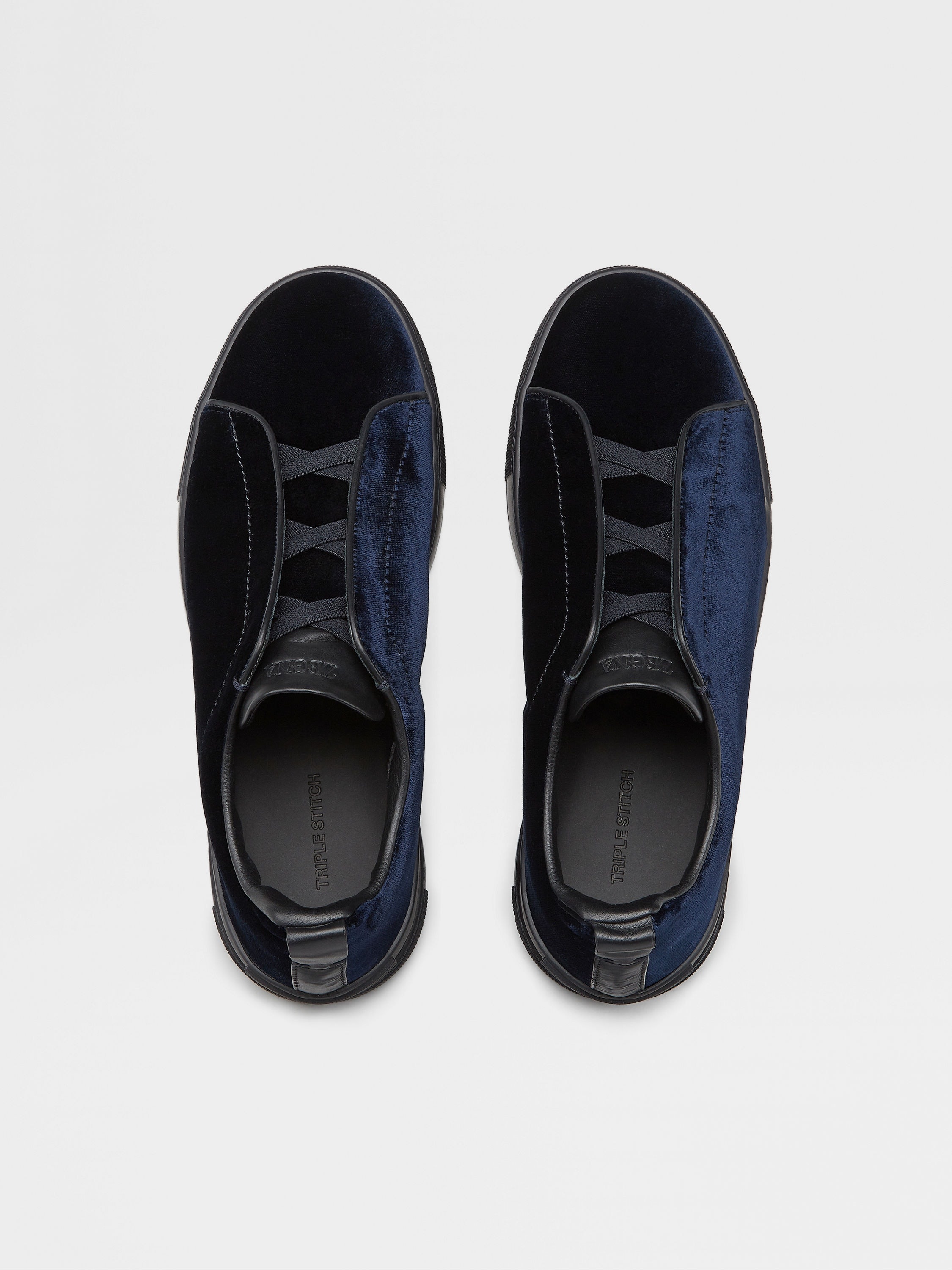 NAVY BLUE VELVET TRIPLE STITCH™ SNEAKERS - 3