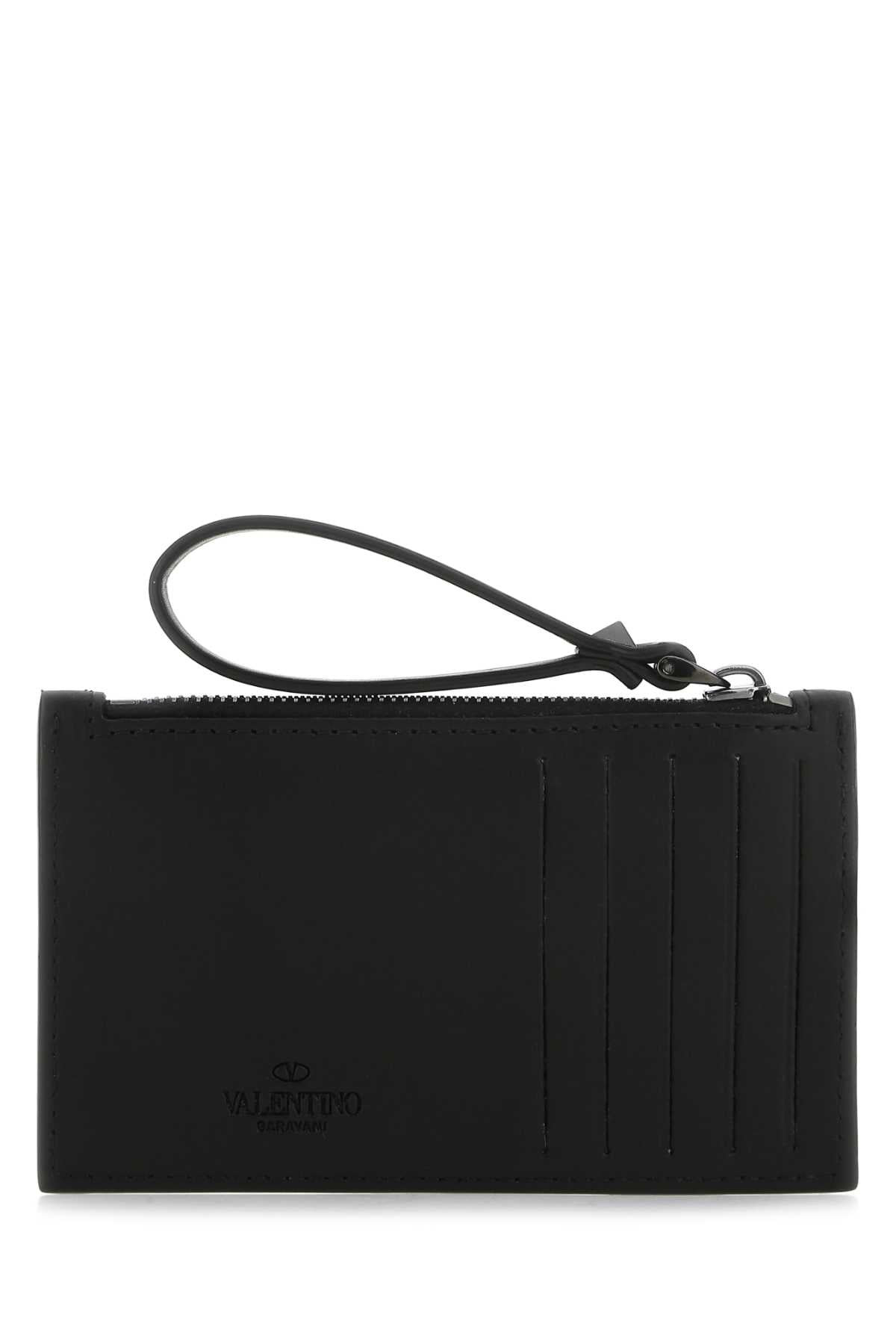 Valentino Garavani Men Black Leather Card Holder - 3