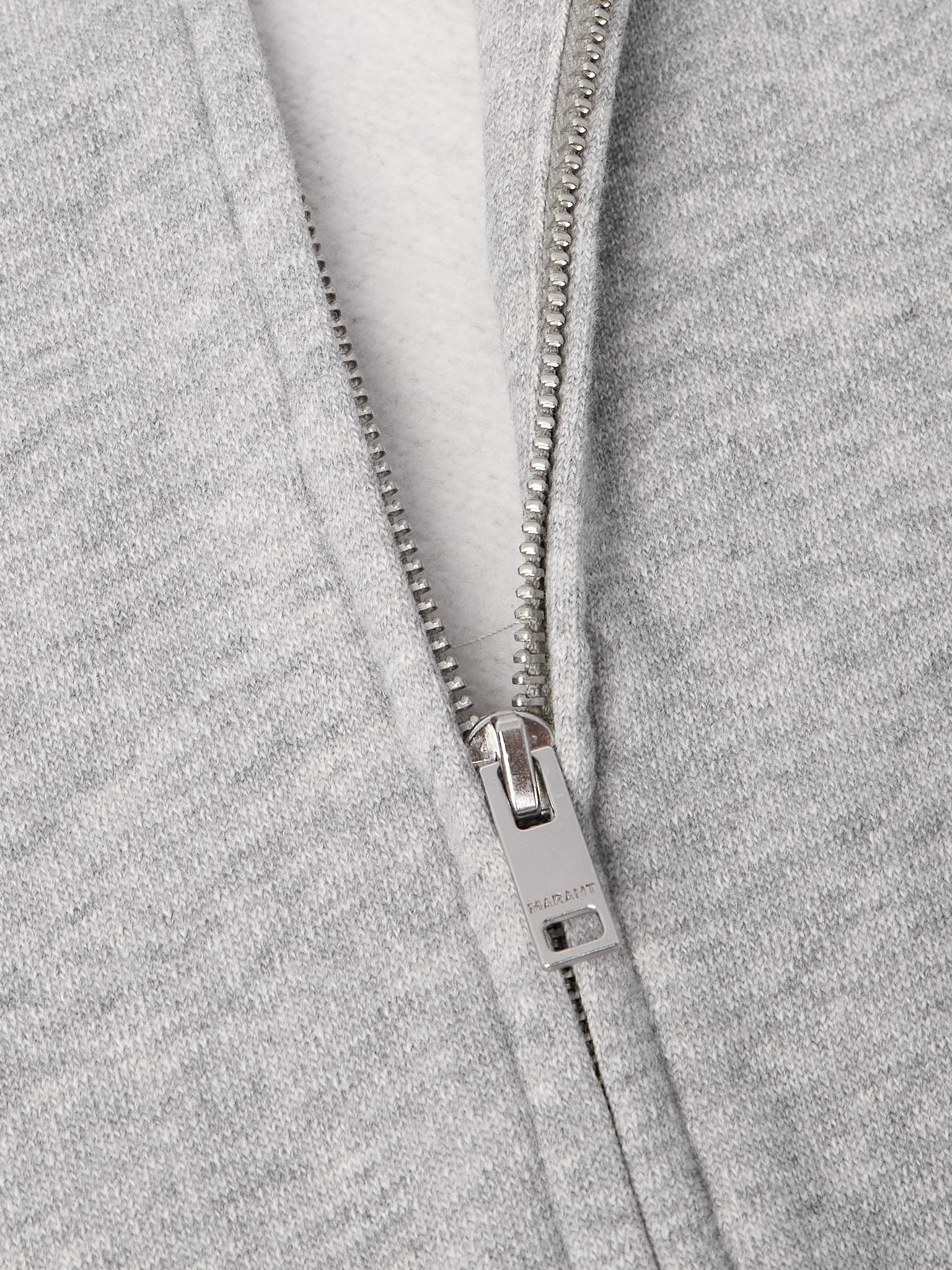 Logo-Embroidered Organic Cotton-Blend Jersey Zip-Up Sweatshirt Gray - 5