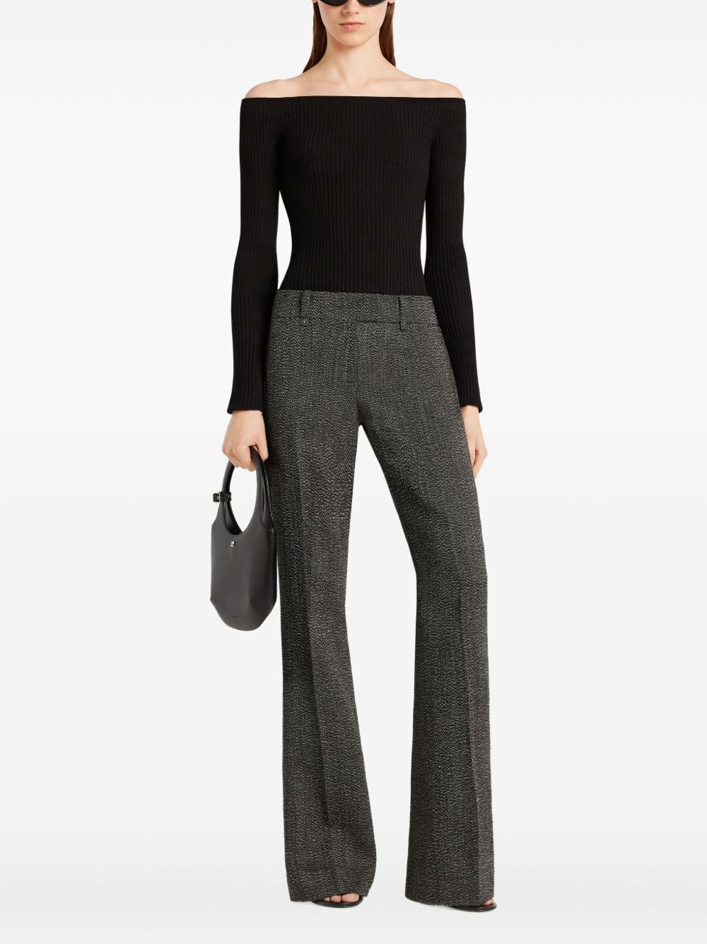 off-shoulder ribbed top - 2