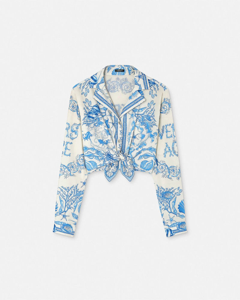 Underwater Barocco Knotted Crop Cotton Shirt 1