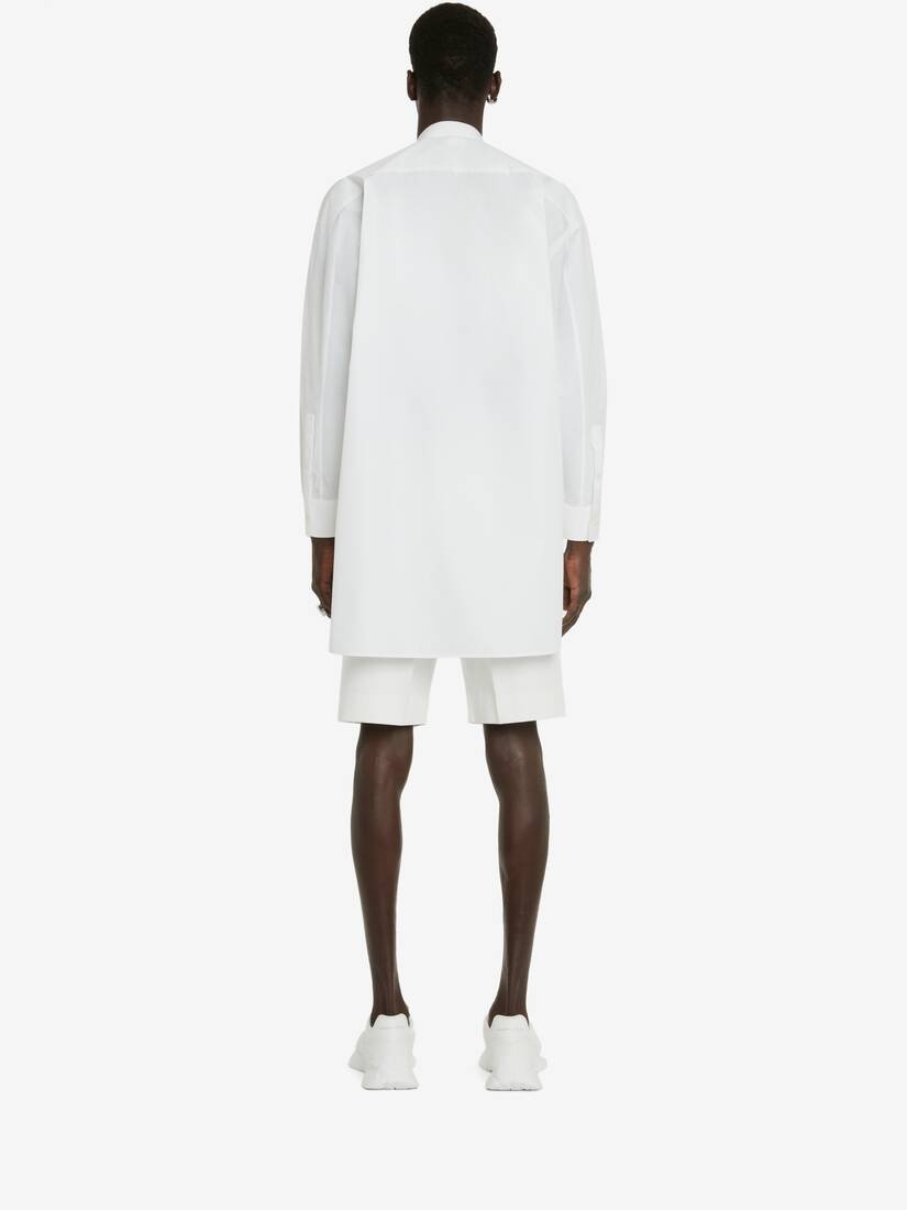 Men's Cotton Silk Oversized Shirt in White - 4