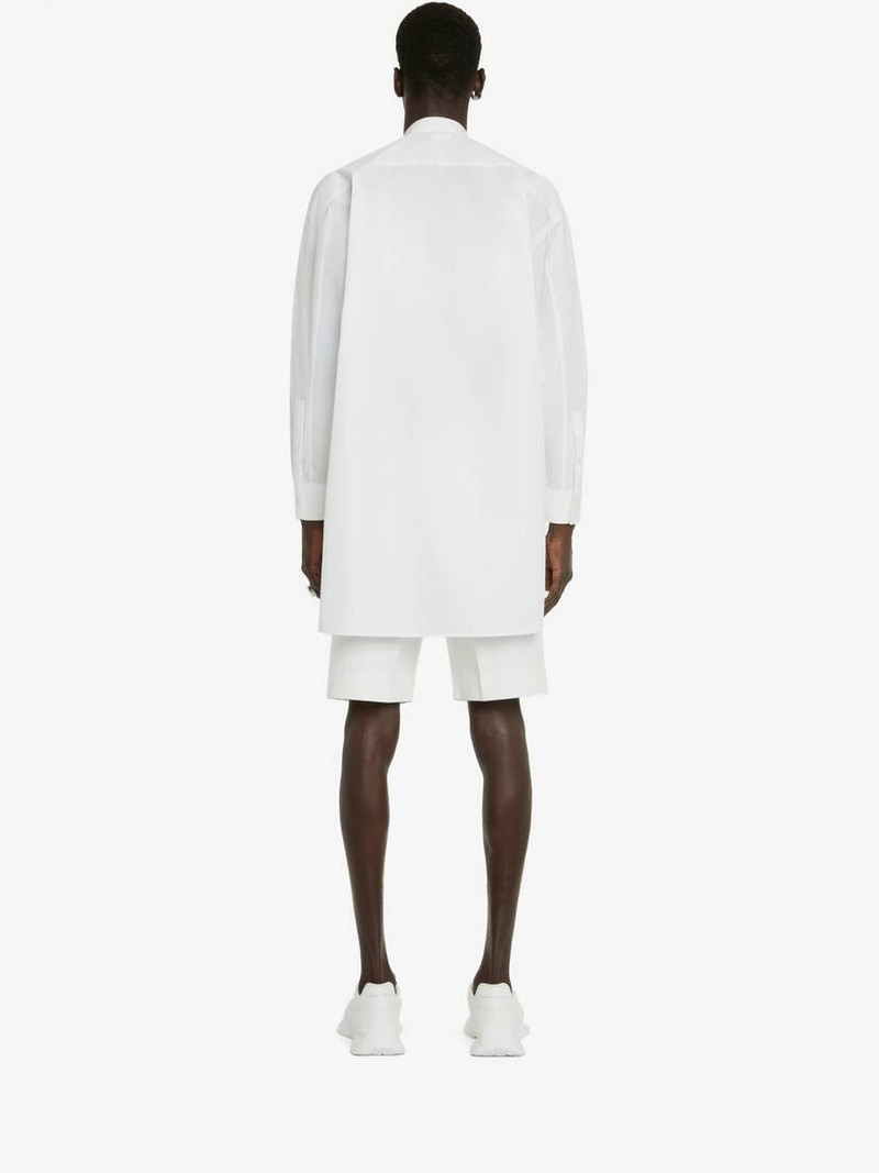 Men's Cotton Silk Oversized Shirt in White 4