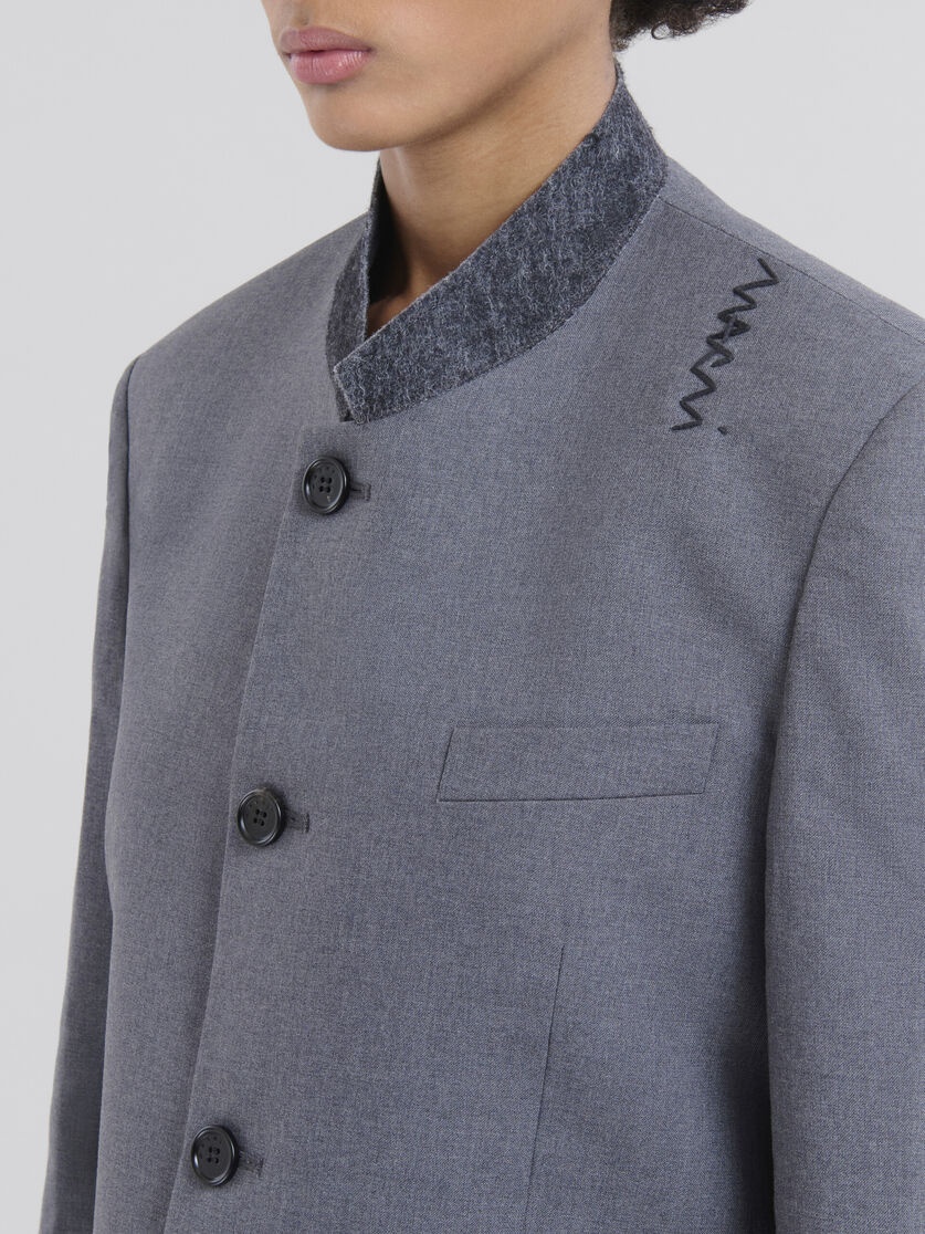GREY JACKET WITH MANDARIN COLLAR AND MARNI SYMBOL - 4