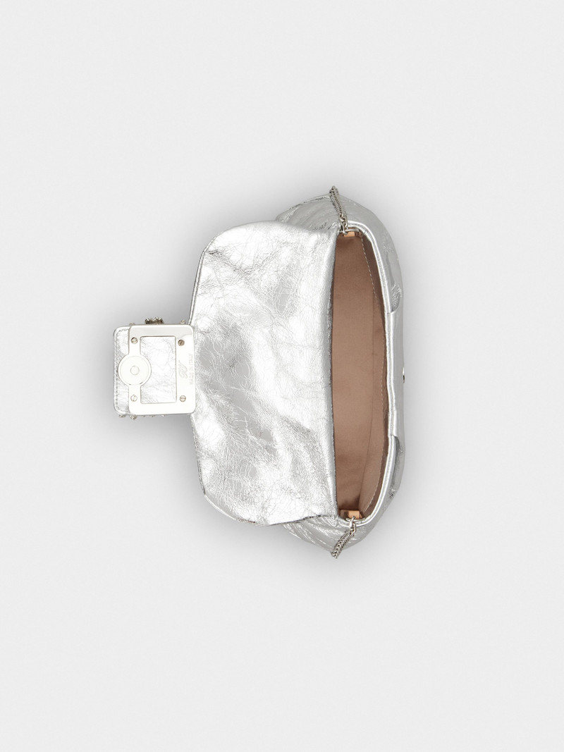 Drapé Bouquet Strass Buckle Mini Bag in Leather 6