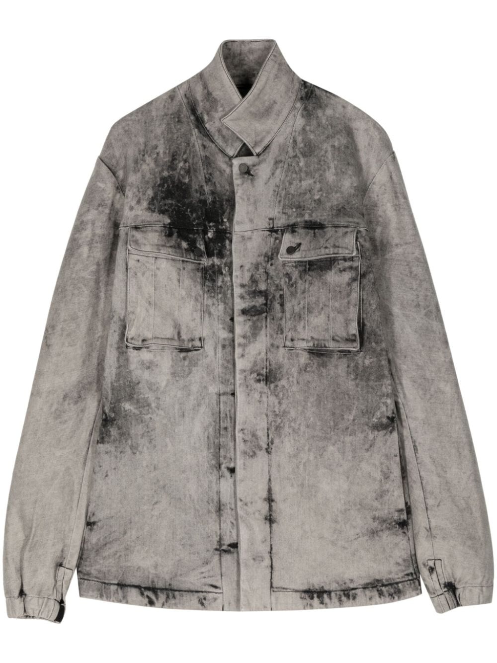 acid-wash cotton-blend denim jacket - 1