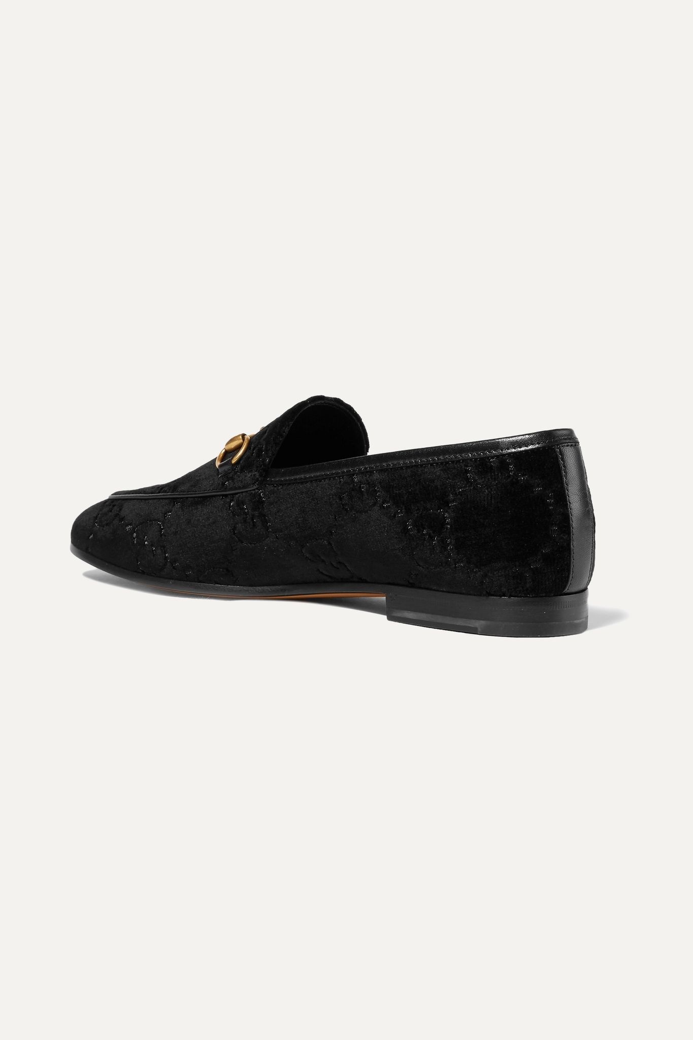 Jordaan horsebit-detailed leather-trimmed logo-jacquard loafers - 4