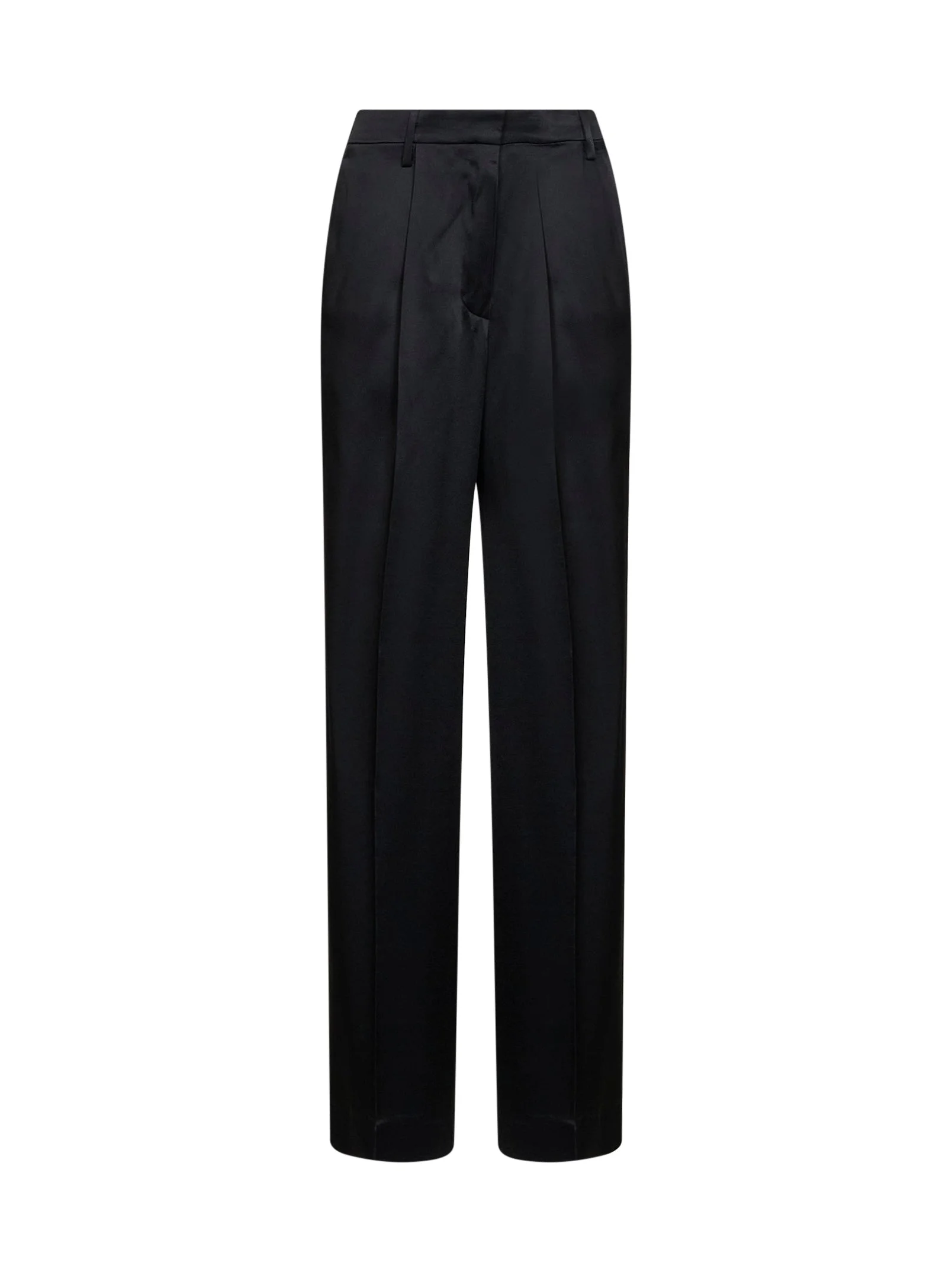 Black fluid crepe satin Portias straight-leg trousers - 1