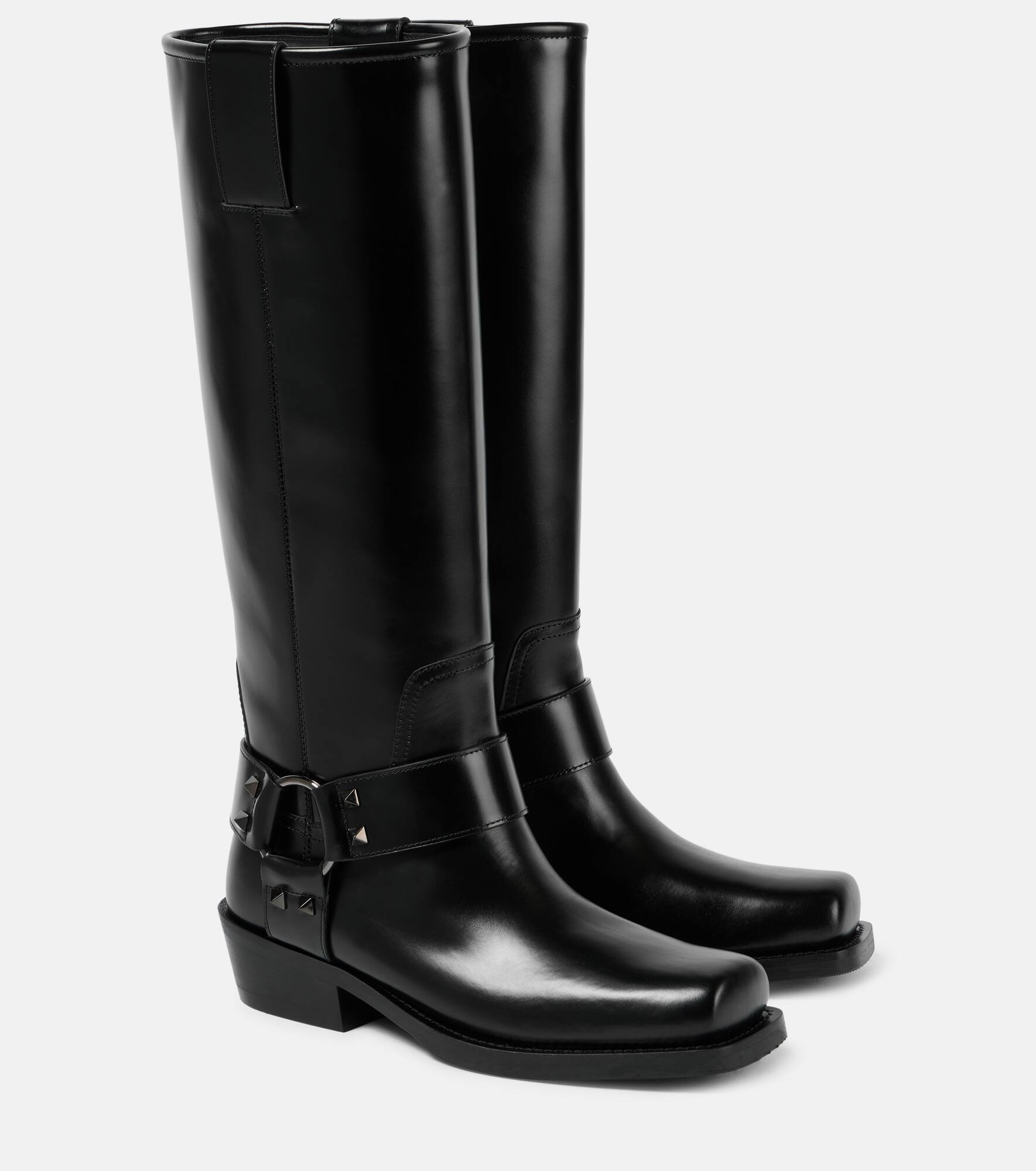 Rockstud leather biker boots - 1