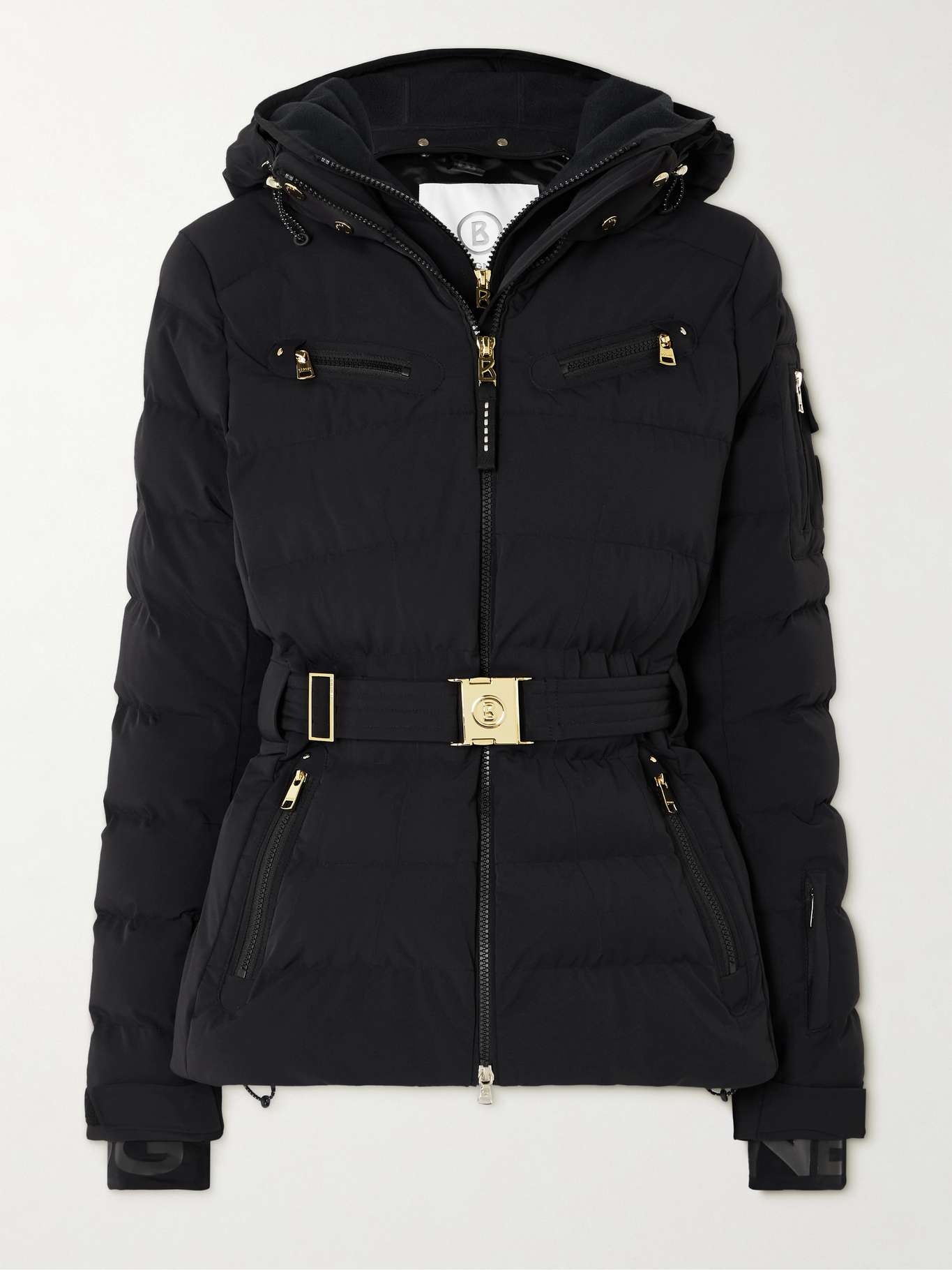 Ellya hooded belted quilted ski jacket - 1