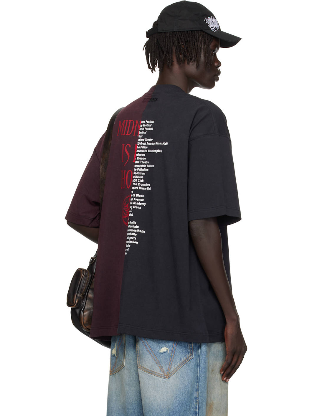Black & Burgundy Cradle of Filth Cut-Up Oversized T-shirt - 3