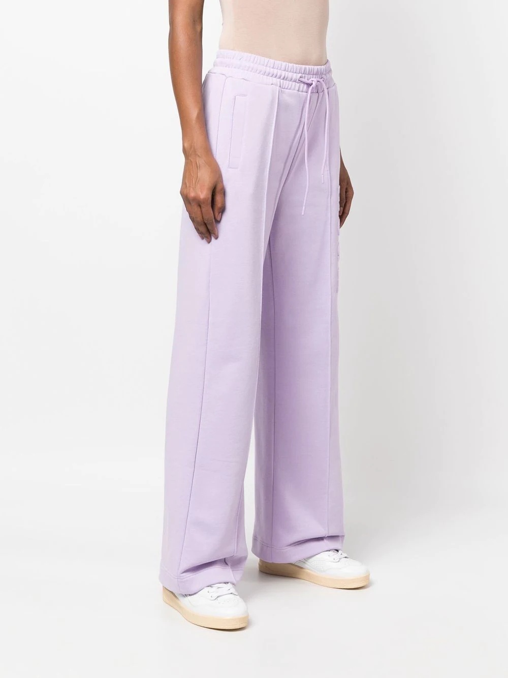 embossed-logo wide-leg track pants - 5