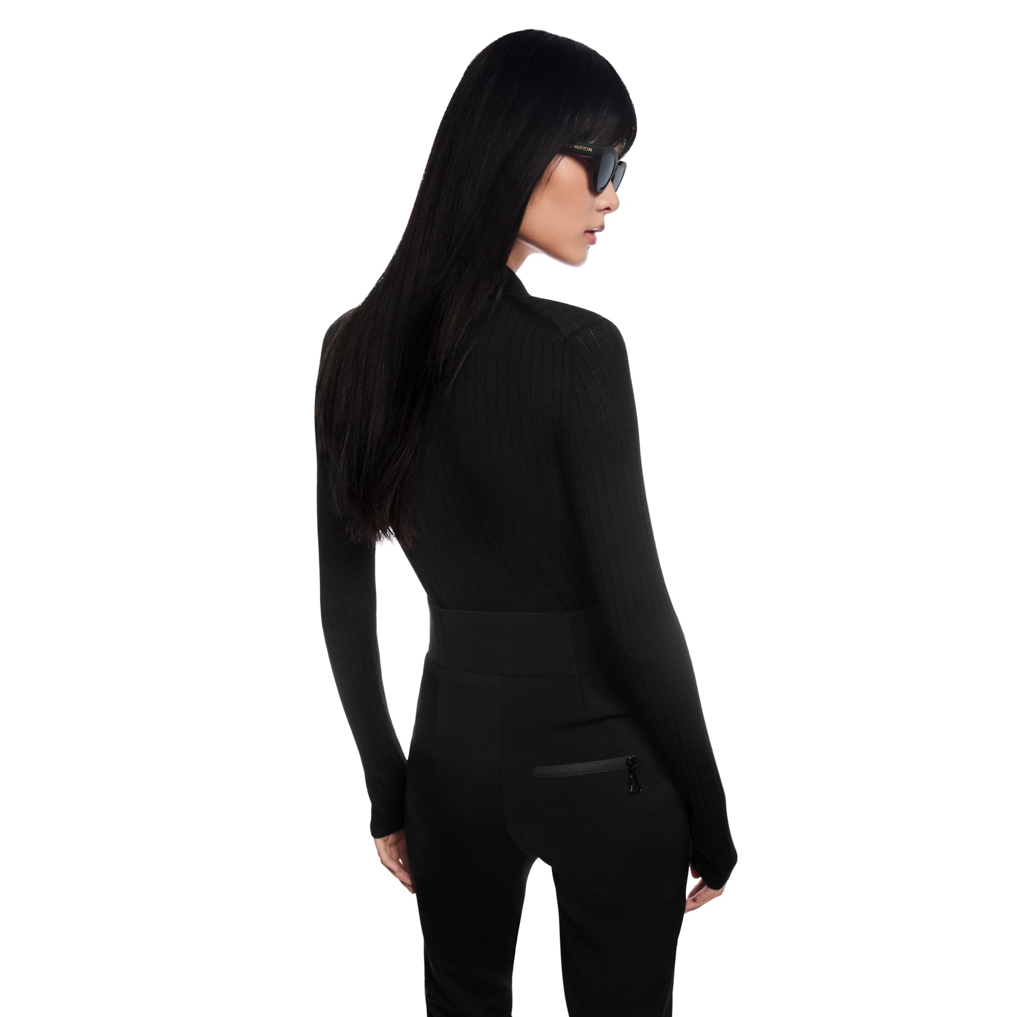 Long-Sleeved Rib-Knit Polo Top - 7