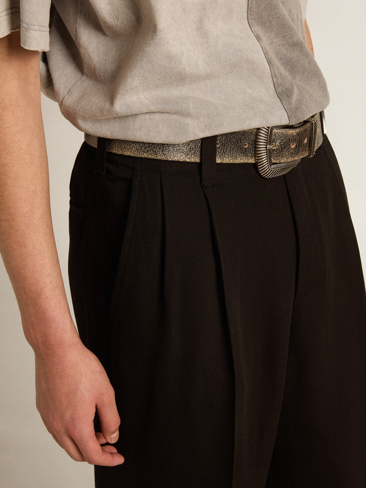 Black wool and viscose blend pants - 5