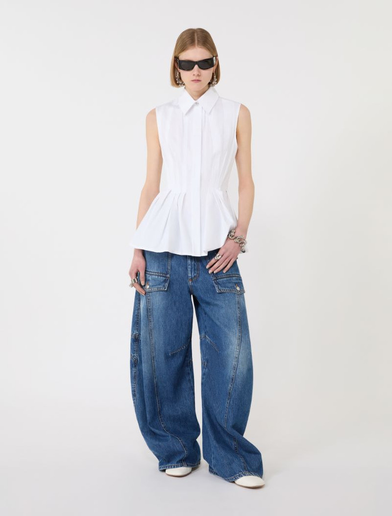 Sportmax Sleeveless heavy cotton canvas shirt - optical white outlook