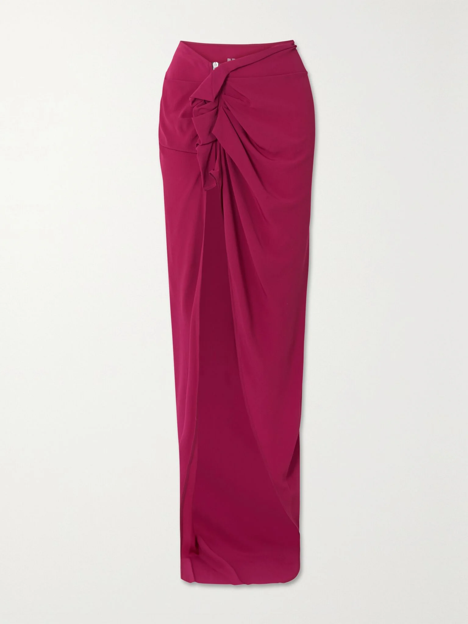 Gathered asymmetric crepe maxi skirt Fuchsia - 1