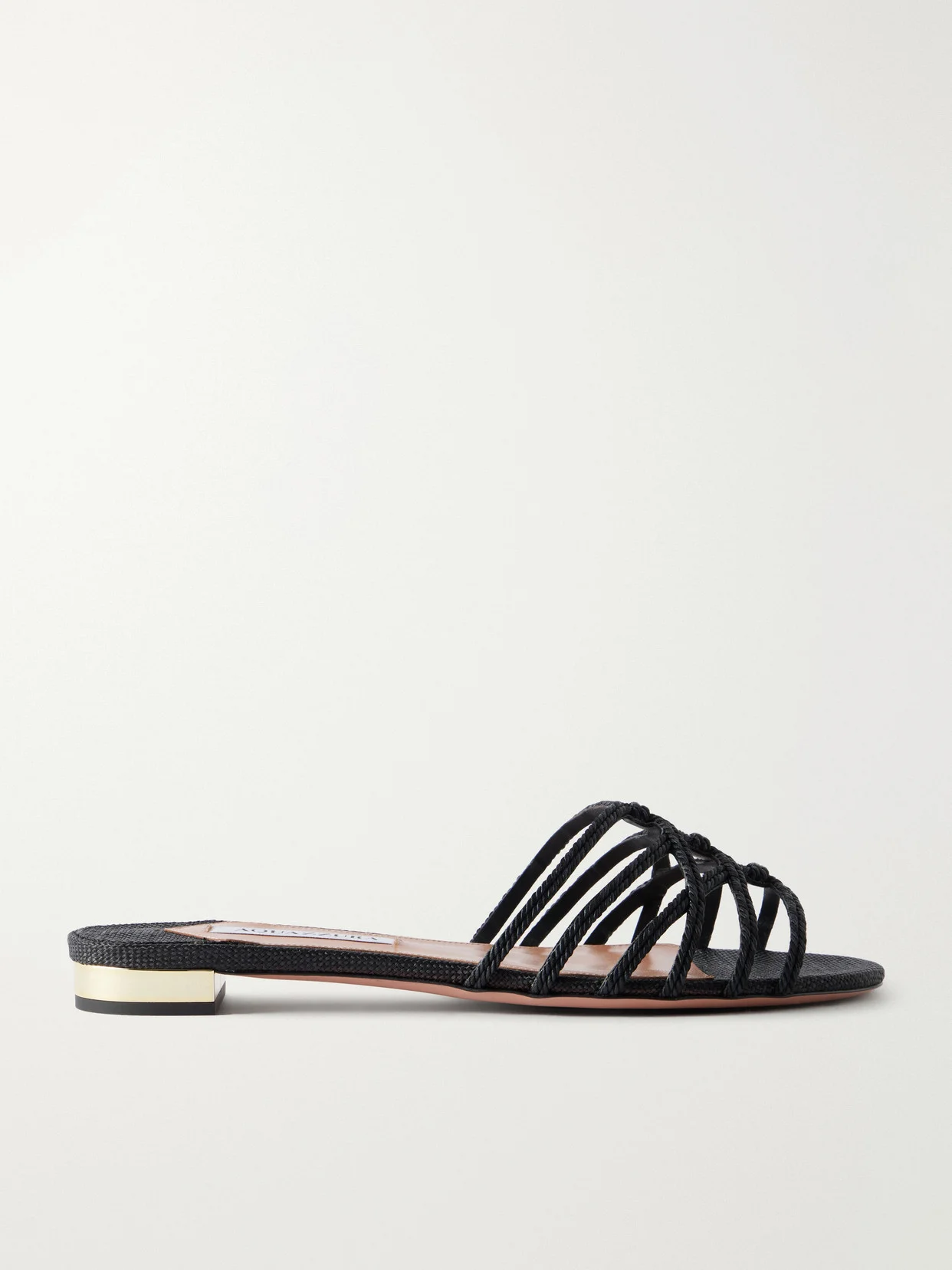 Luna Raffia-trimmed Cord Slides - 1