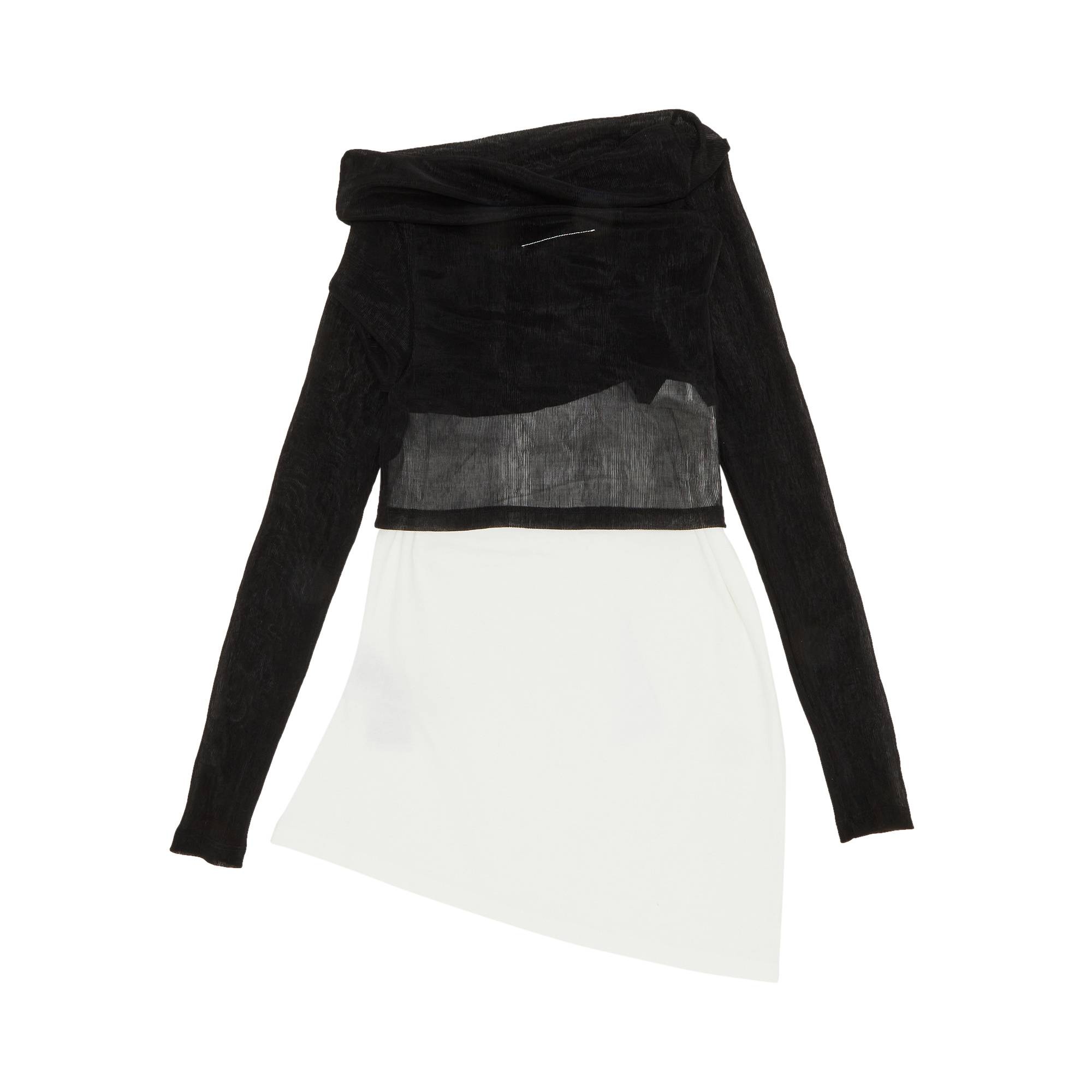 MM6 Maison Margiela Sheer Rib Jersey Top 'Black/White' - 2