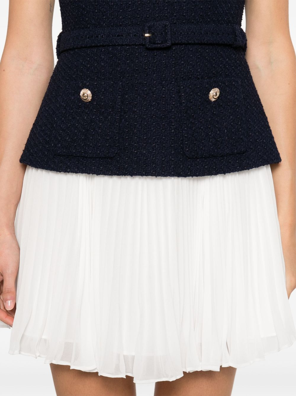 Self Portrait Women Boucle And Chiffon Mini Dress - 2