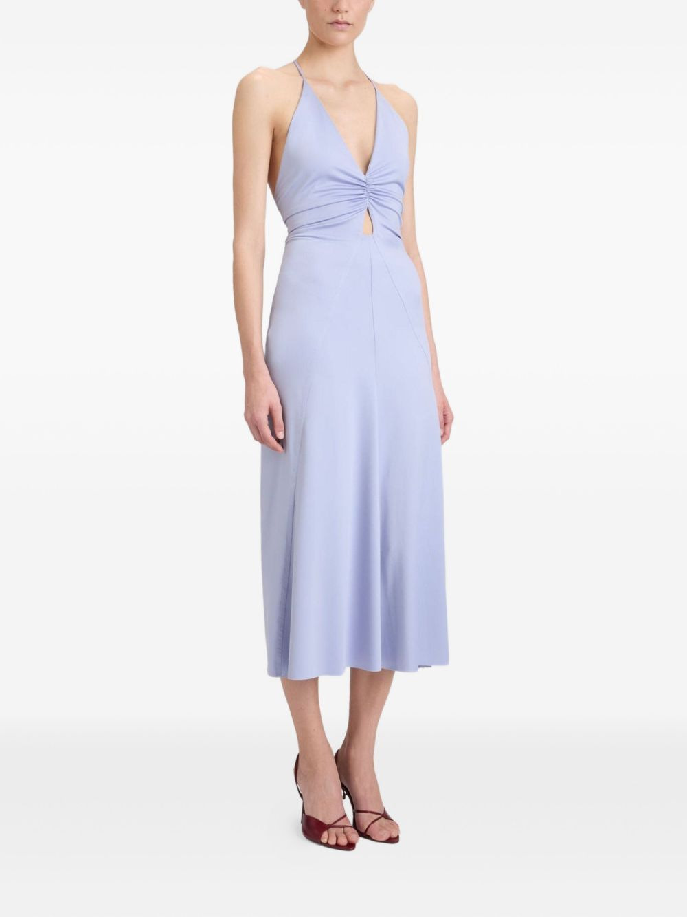 V-neck ruched midi dress - 3