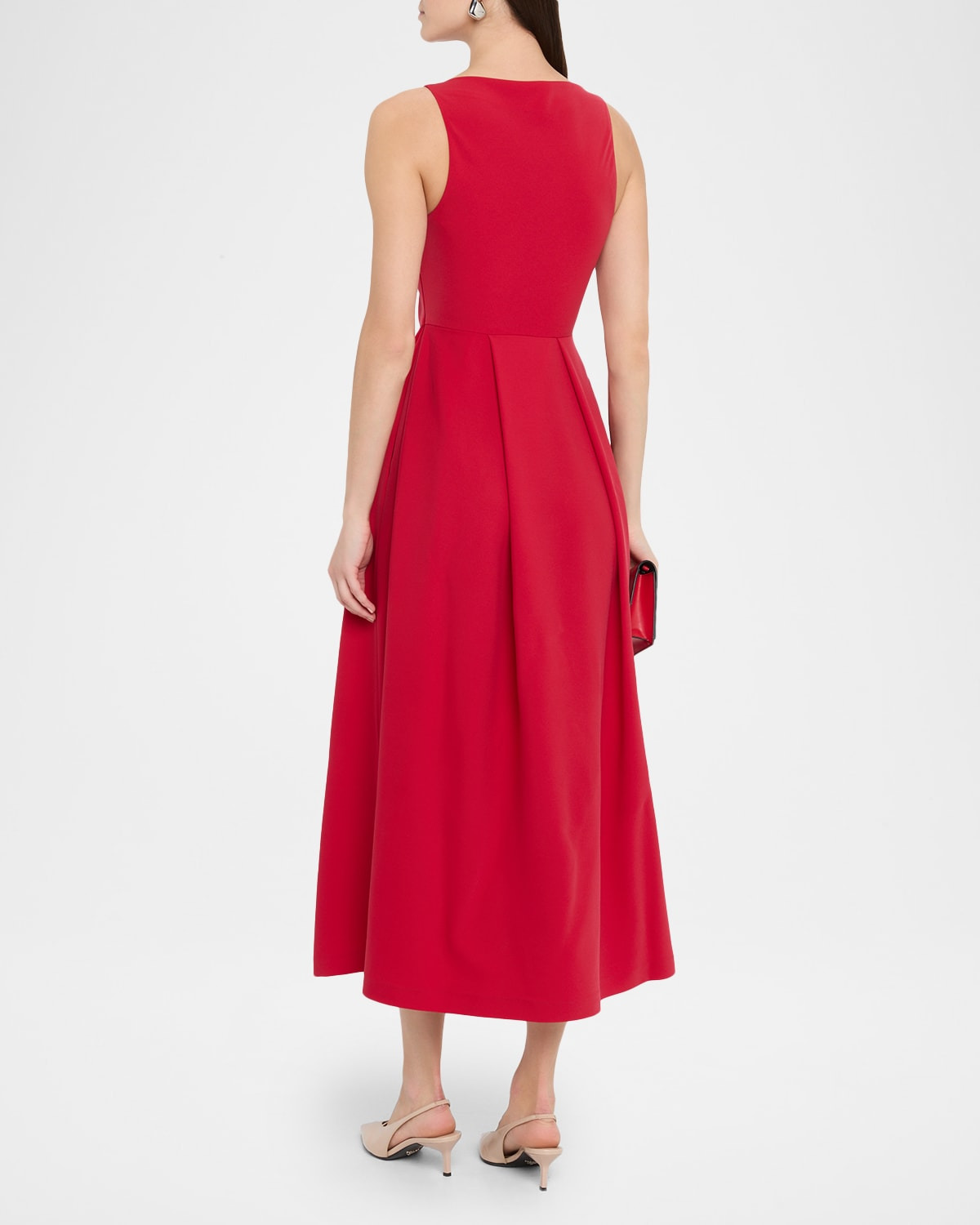 Sleeveless Pleated Techno Cady Midi Dress - 3