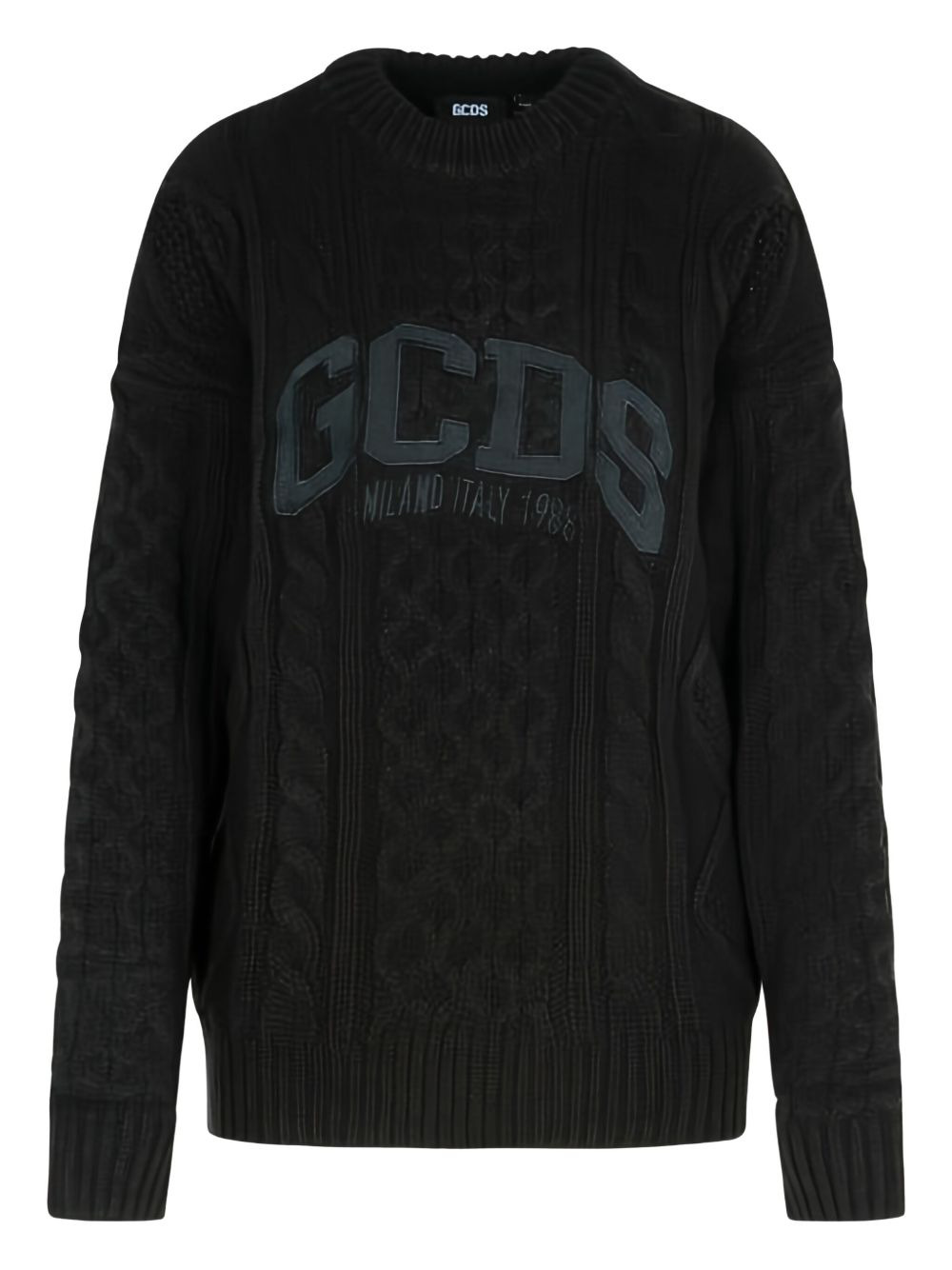 logo cable-knit sweater - 1