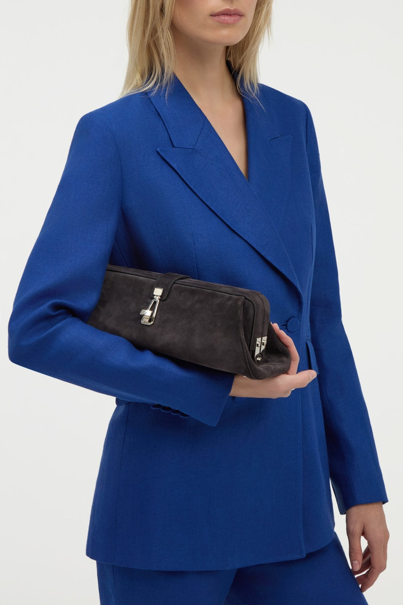 GABRIELA HEARST Paola Clutch in Dark Grey Suede outlook