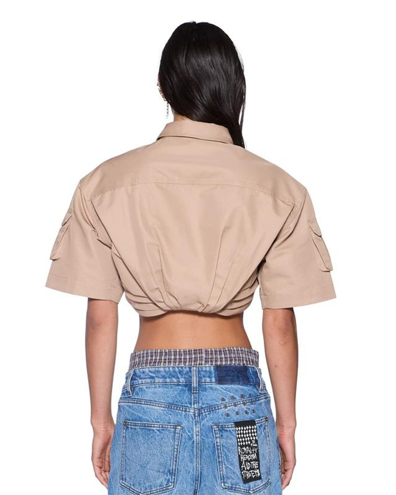 BARKER CROP SS SHIRT TAN 4