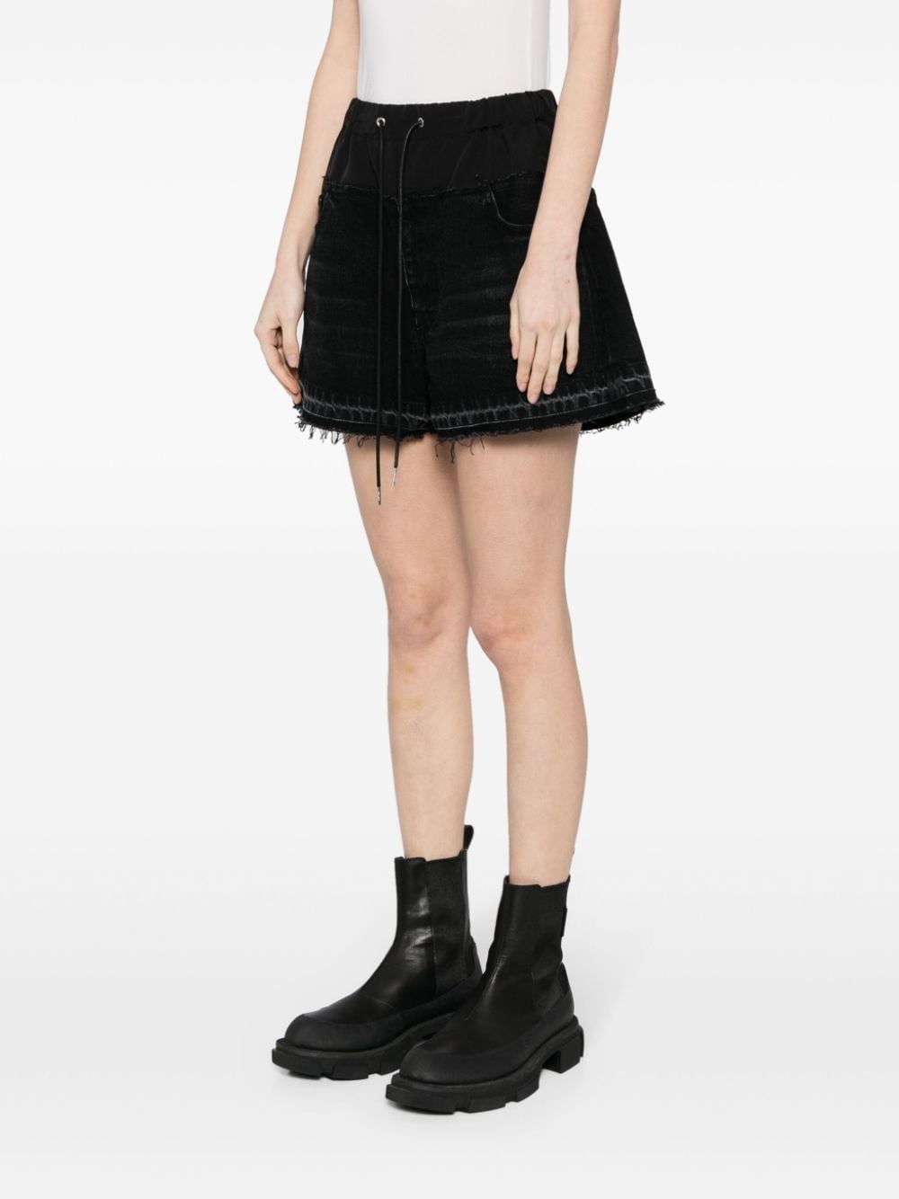 drawstring-waist denim shorts - 3