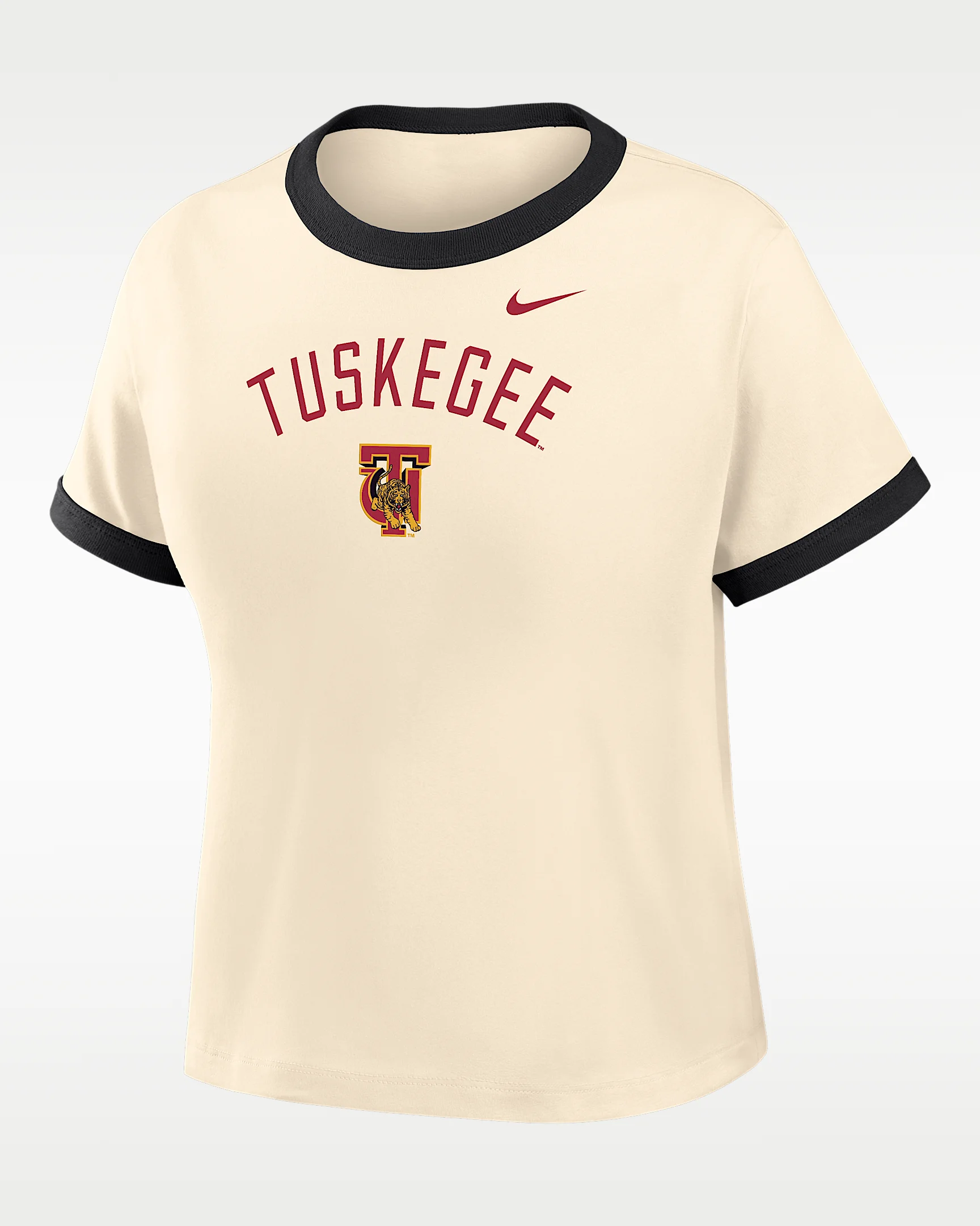 Nike College (Tuskegee University) Women's Cropped Ringer T-Shirt - 1