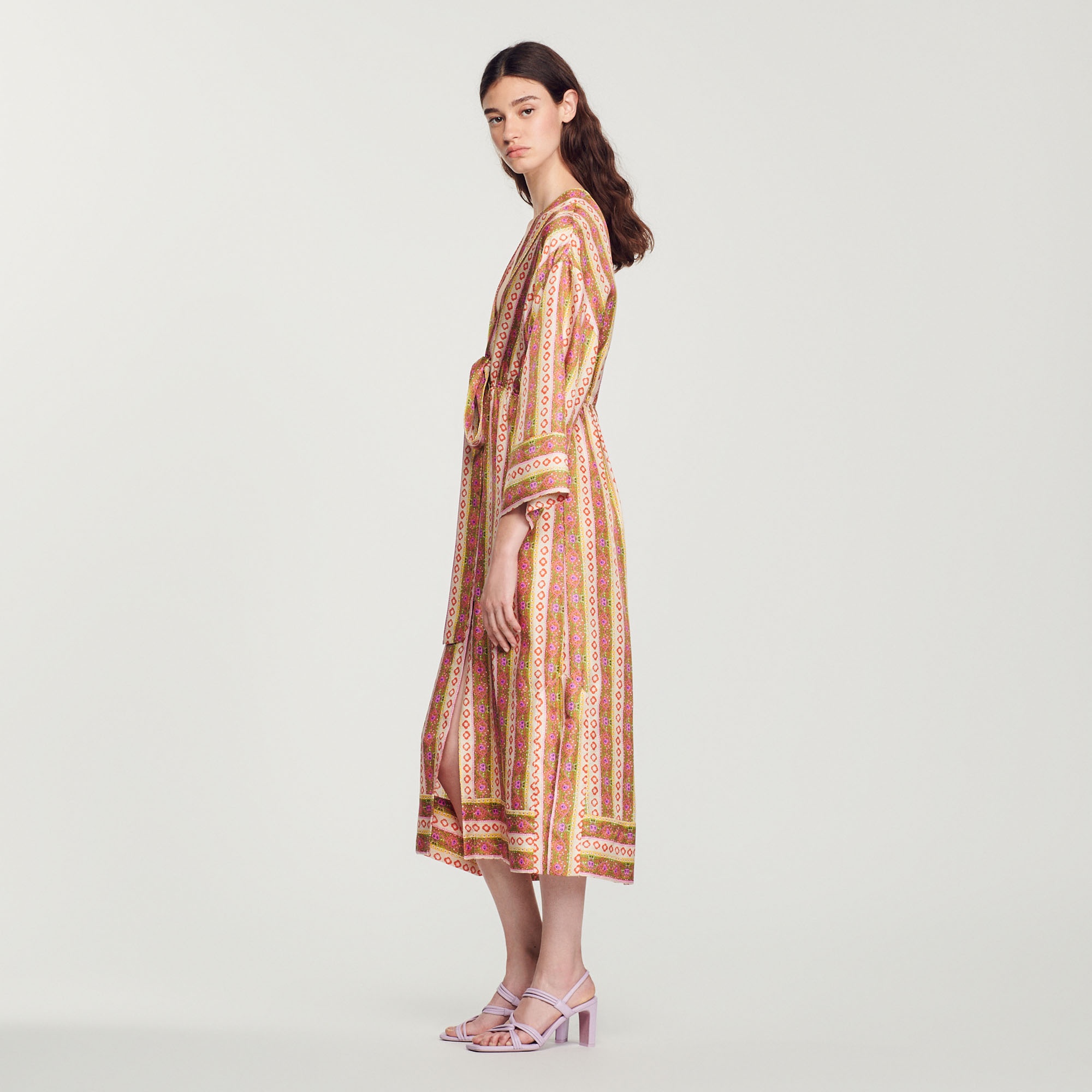 Caftan dress with Flower Stripes print - 7