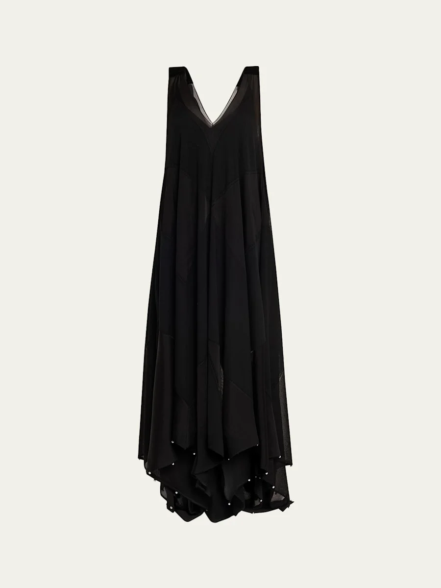 Flowy Bow Asymmetric Maxi Dress - 1