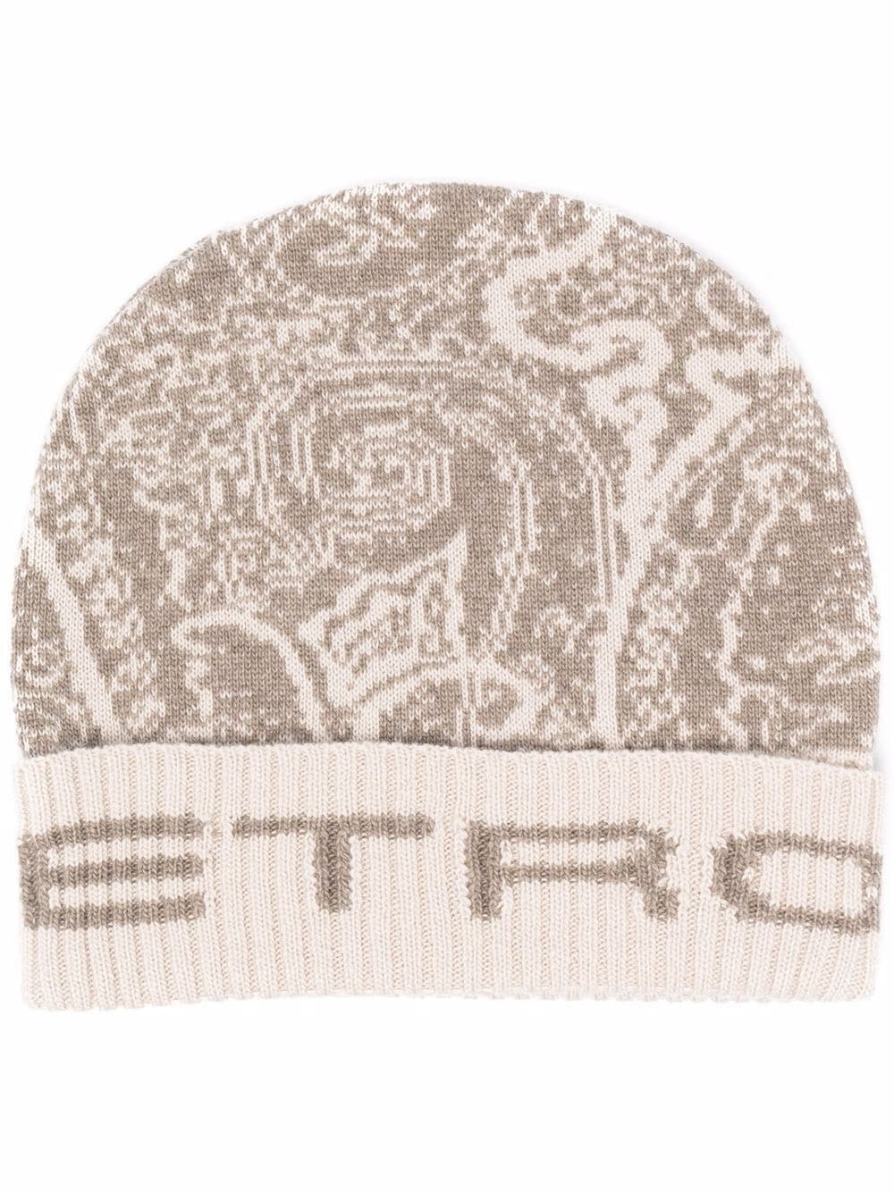 paisley-pattern wool beanie - 1