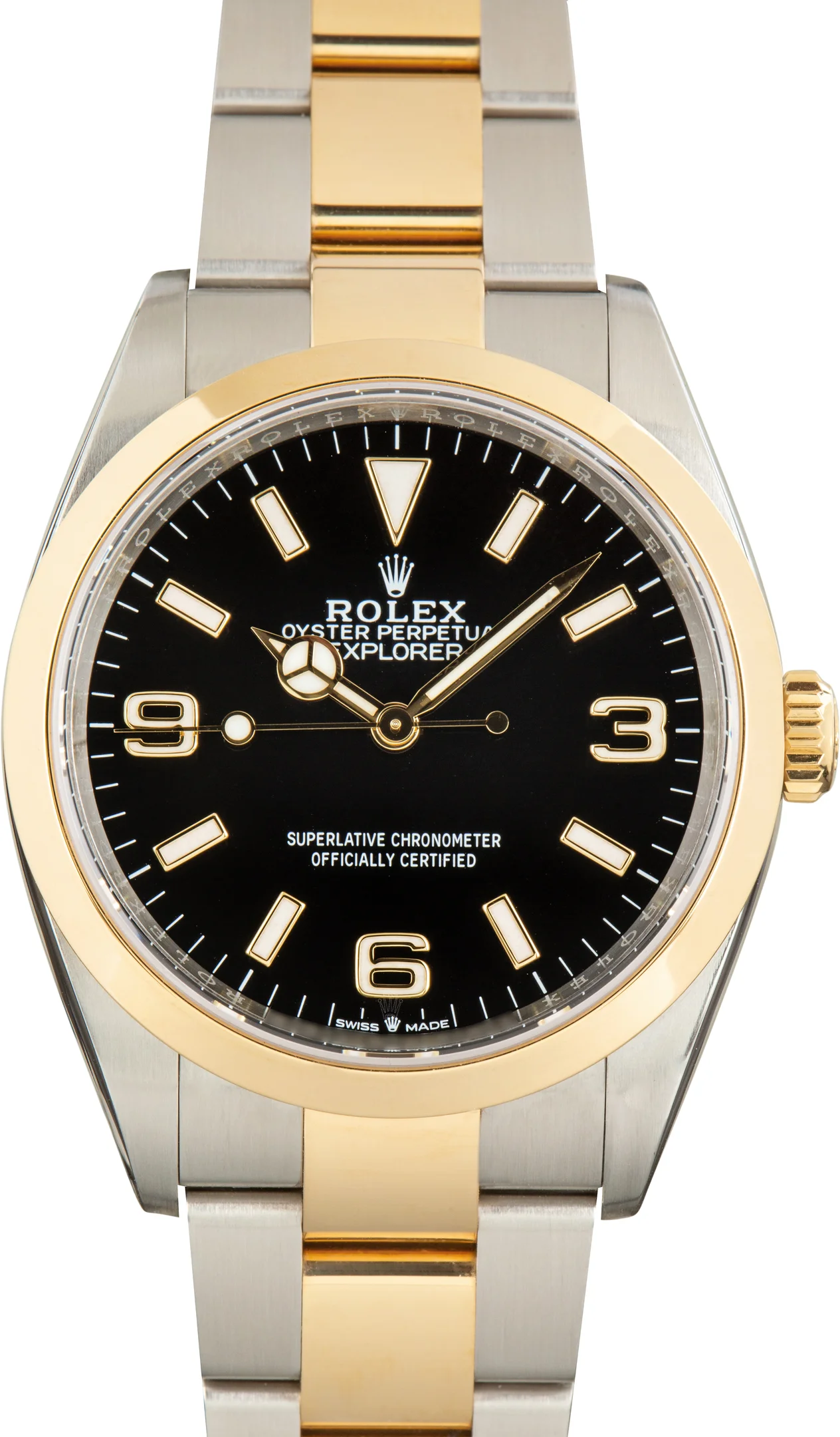 Pre-Owned Two Tone Rolex Explorer 36 Black Arabic Dial Ref 124273 - 1