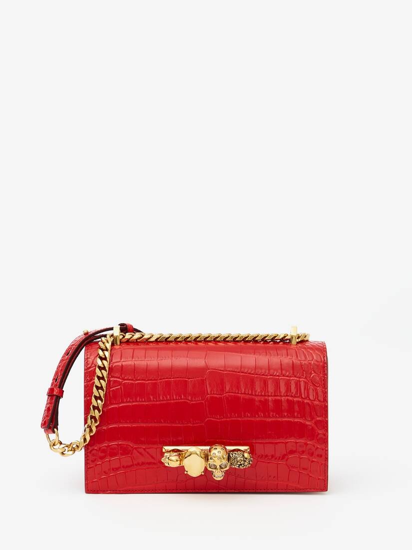 Jewelled Satchel in Deep Red - 1