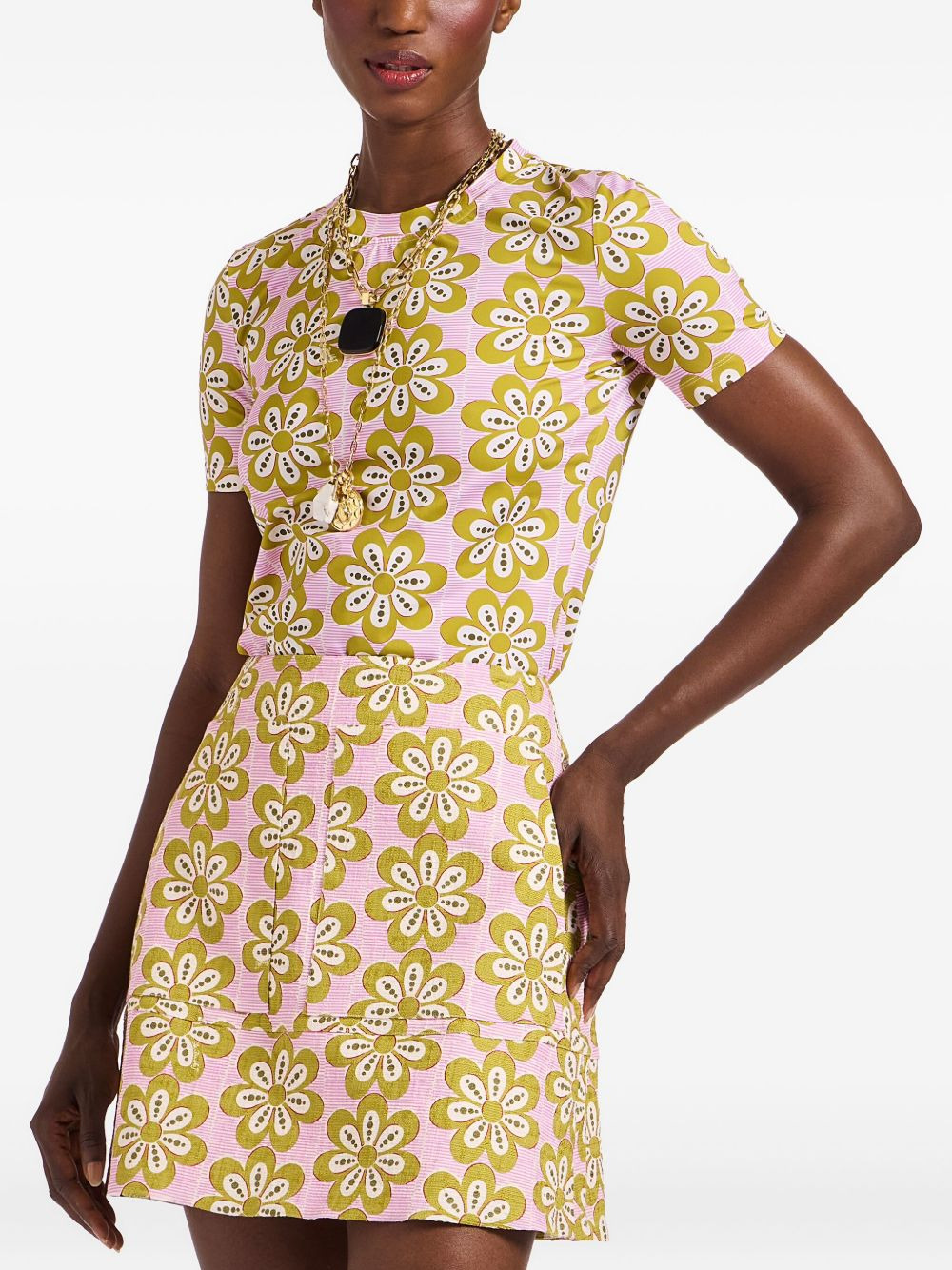 flower-print short-sleeve T-shirt - 2