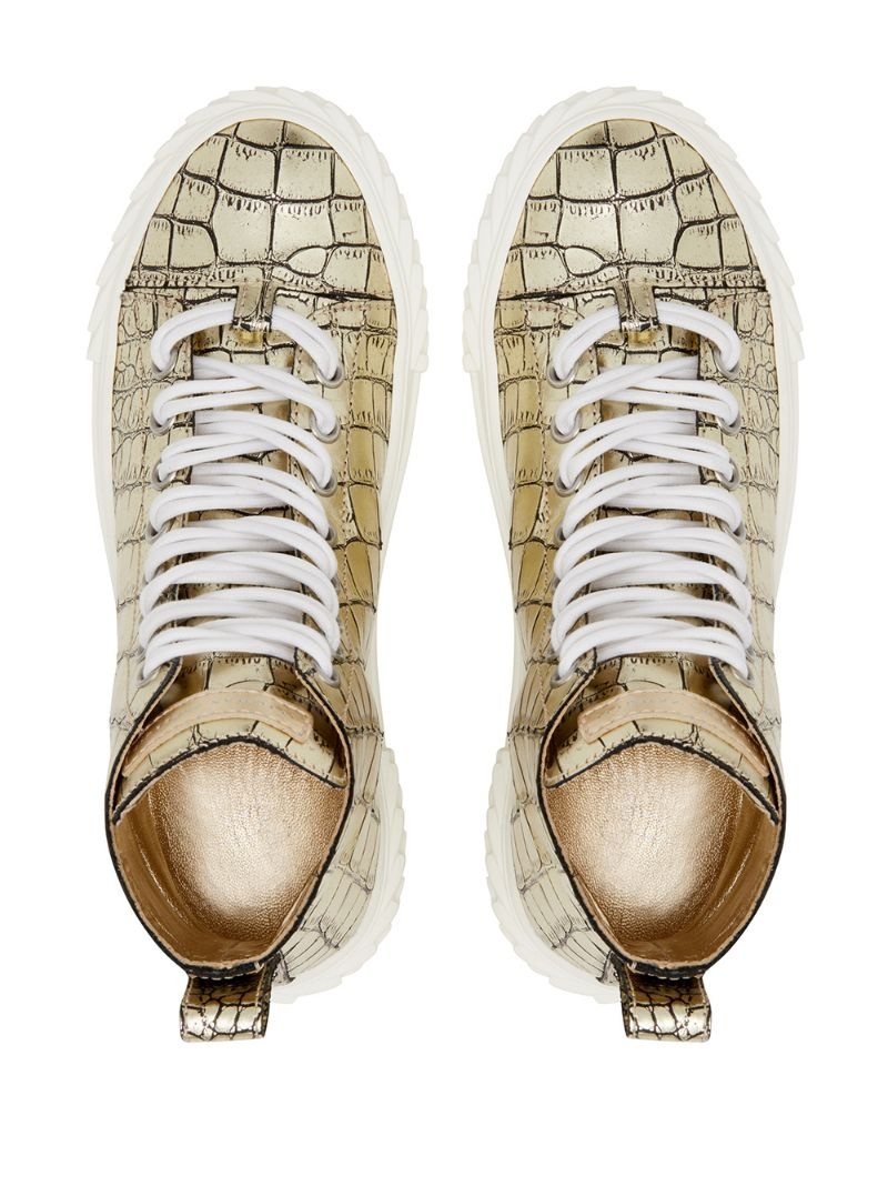 crocodile-effect high-top sneakers - 4