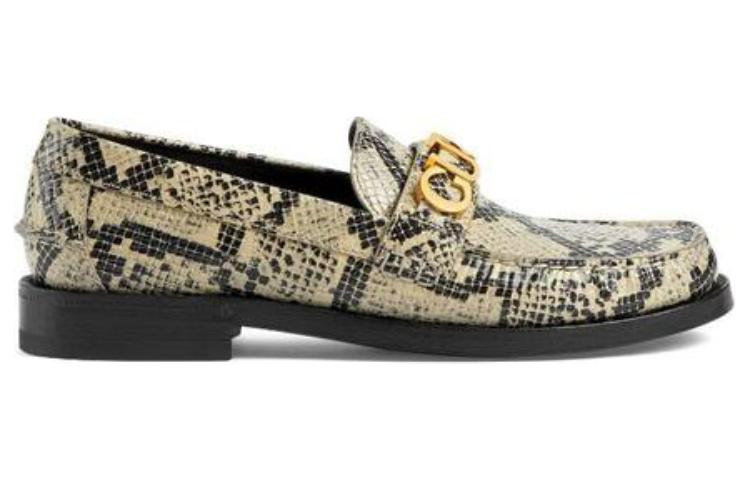 (WMNS) Gucci Python Print Logo Loafer 'Neutral' 700036-19Y00-9719 - 2
