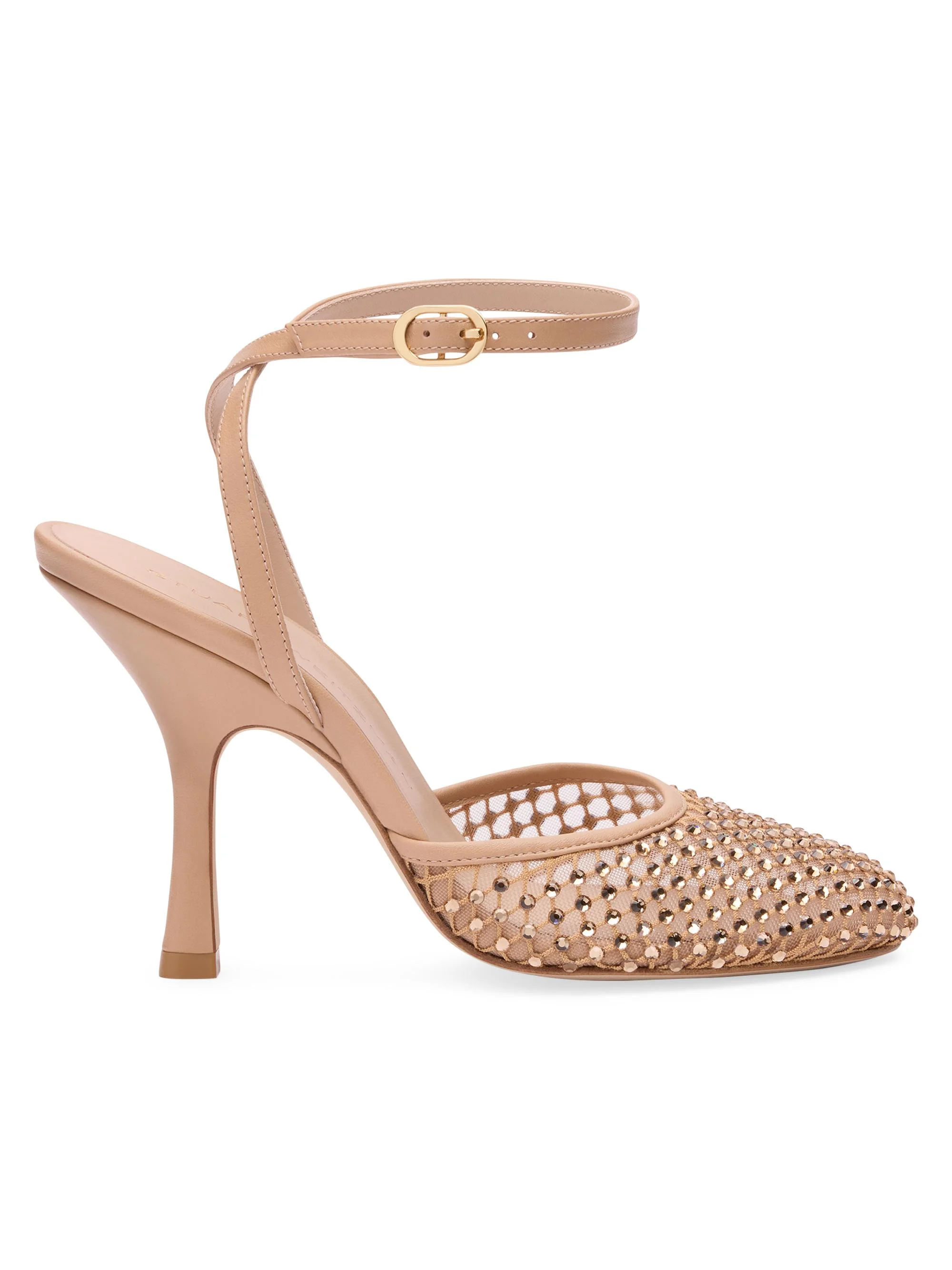 Women's Bareitall Shine 100MM Crystal-Embellished Mesh Pumps - Adobe - 1