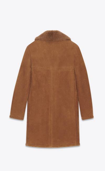 SAINT LAURENT single-breasted coat in shearling and suede outlook