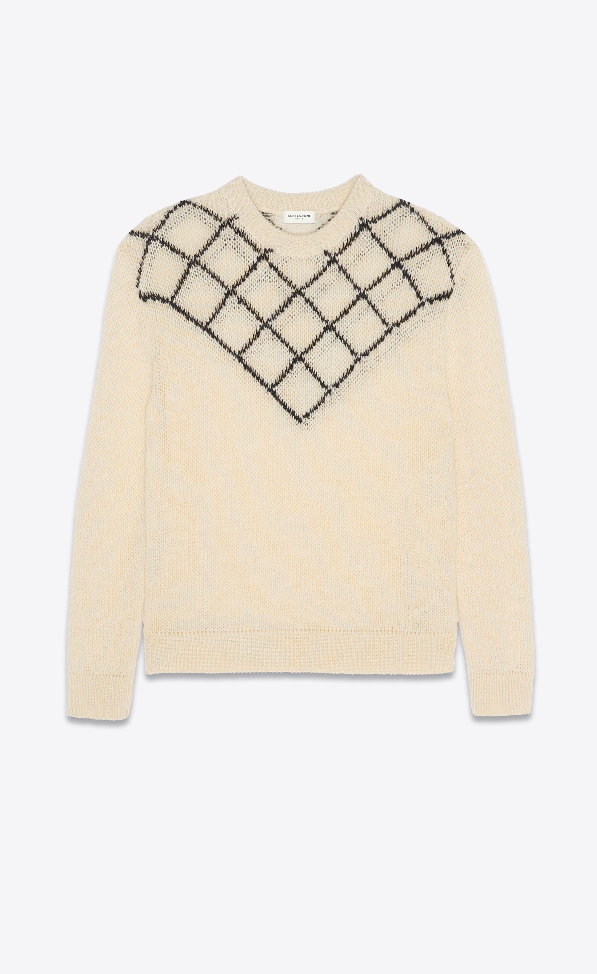 sweater with diamond-patterned bib - 1