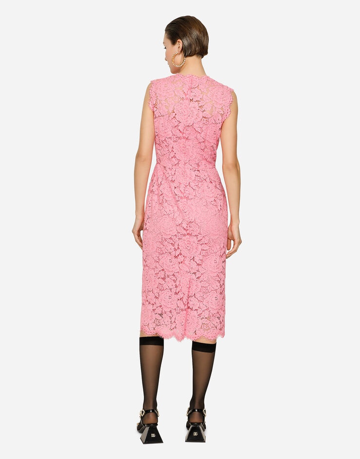 Branded stretch lace calf-length dress - 3