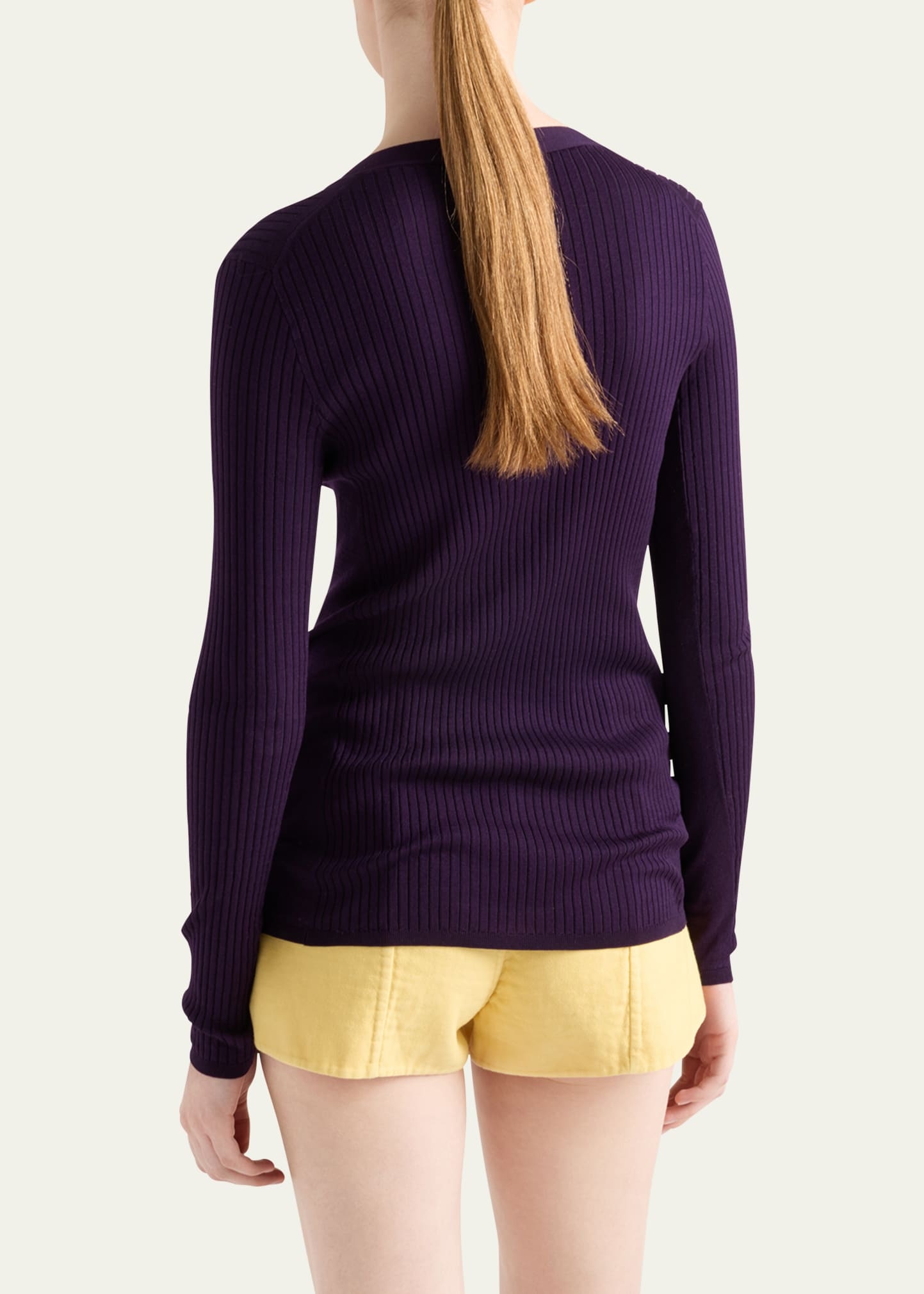 Fitted Long-Sleeve Ribbed Cardigan - 3