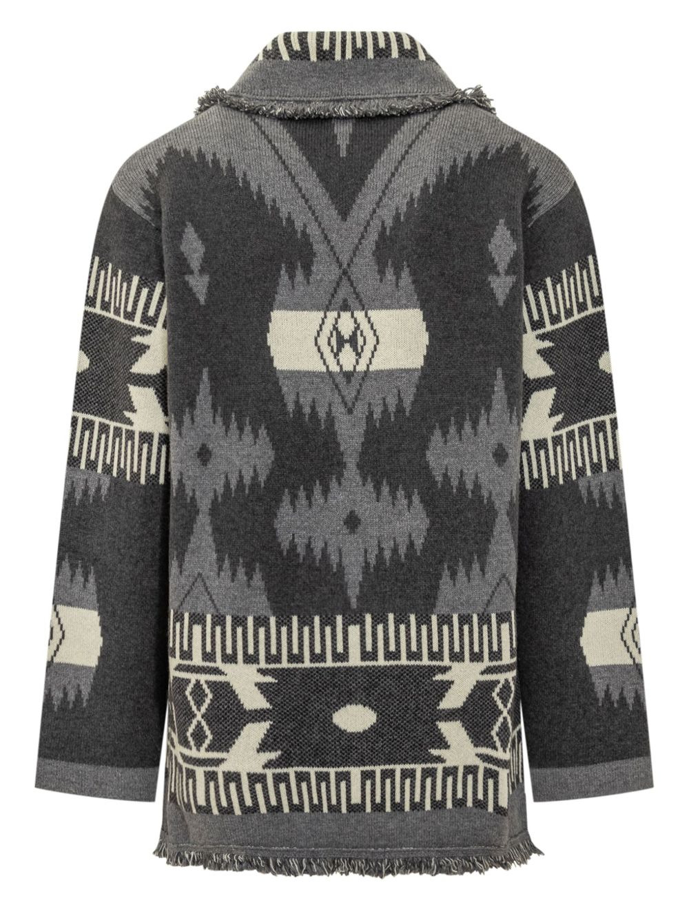 Icon jacquard fringed cardigan - 2